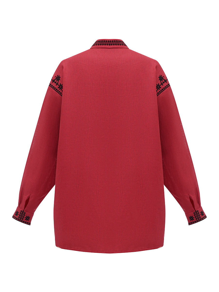 Red linen shirt with an embroidered ornament Nova Khata 1925 [0]