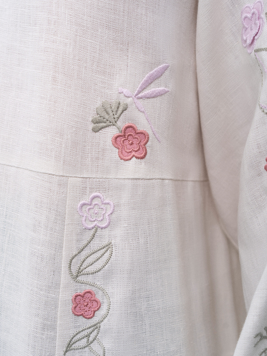 Long linen embroidered dress with floral by the motives of Rozmay [0]
