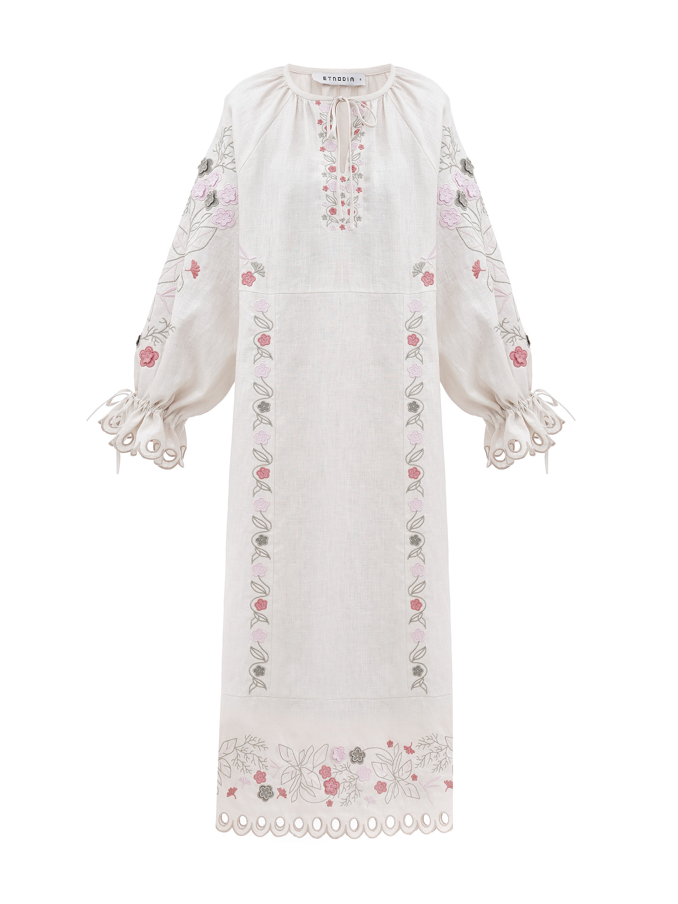 Long linen embroidered dress with floral by the motives of Rozmay order