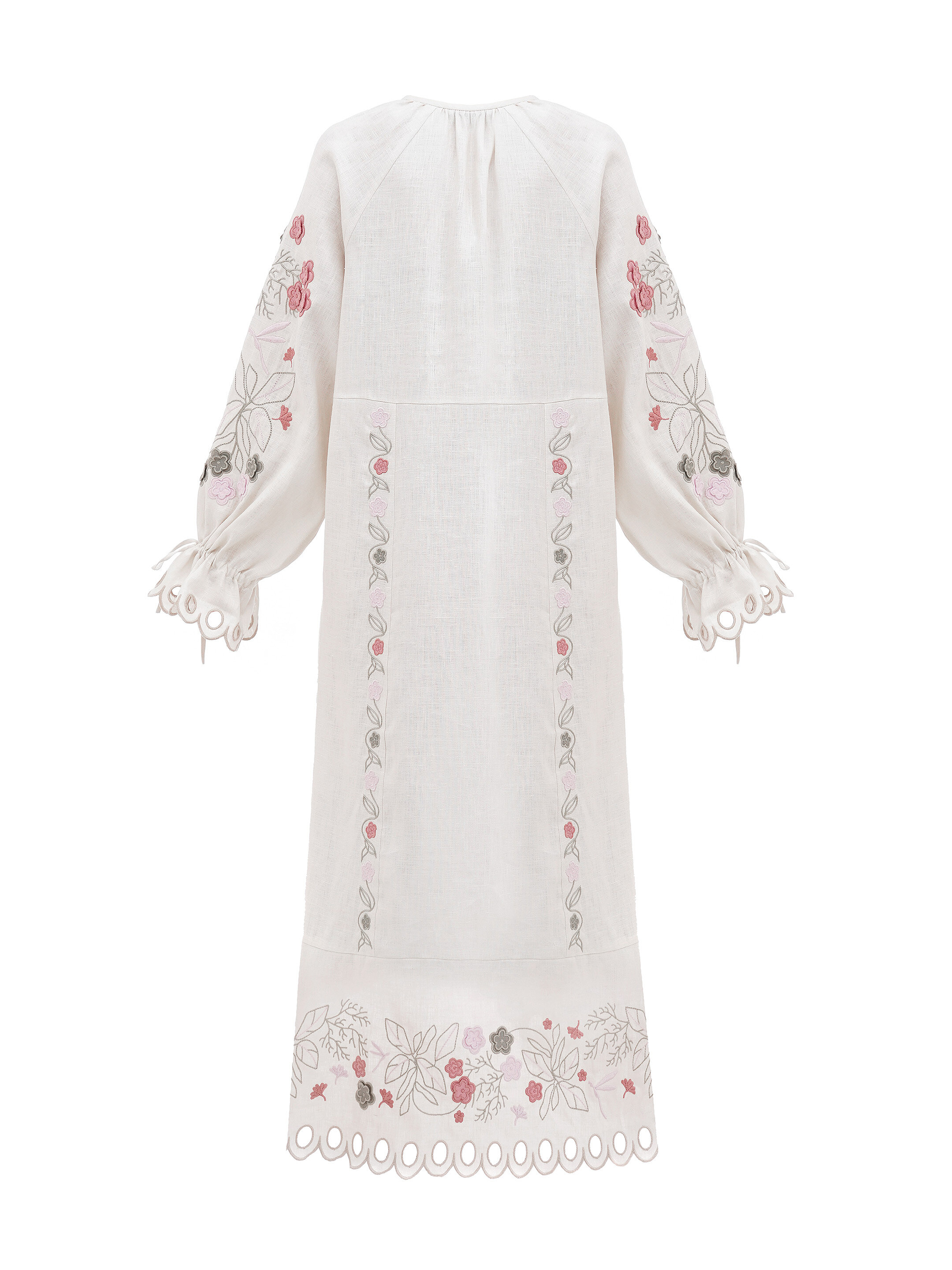 Long linen embroidered dress with floral by the motives of Rozmay with delivery