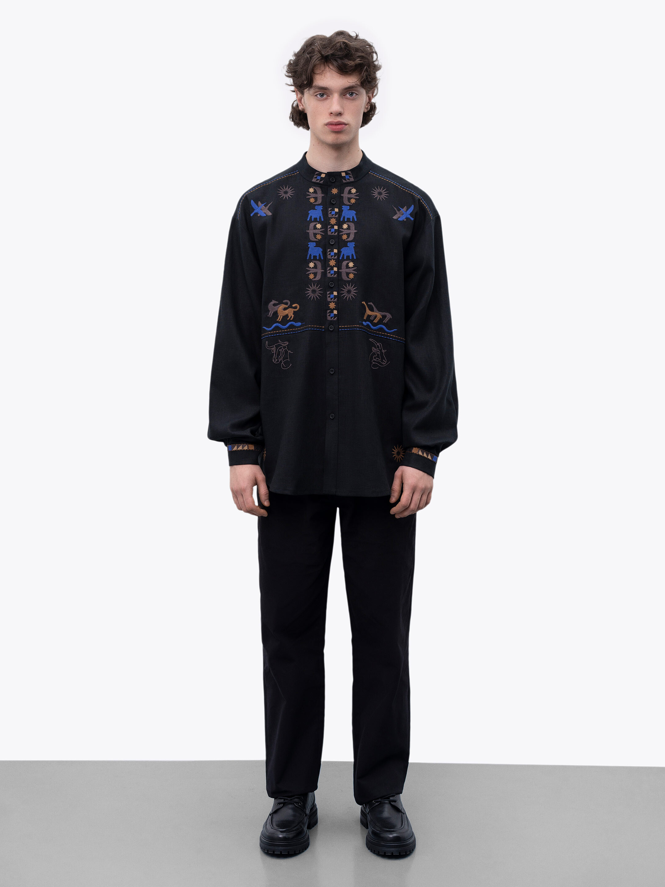 Men's linen shirt on buttons with embroidery Zvir cheap