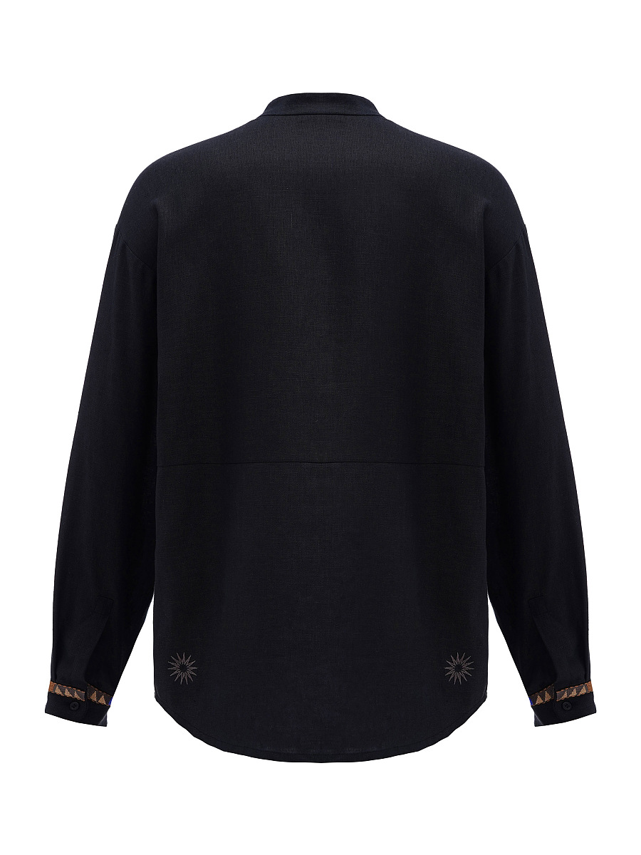 Men's linen shirt on buttons with embroidery Zvir [0]