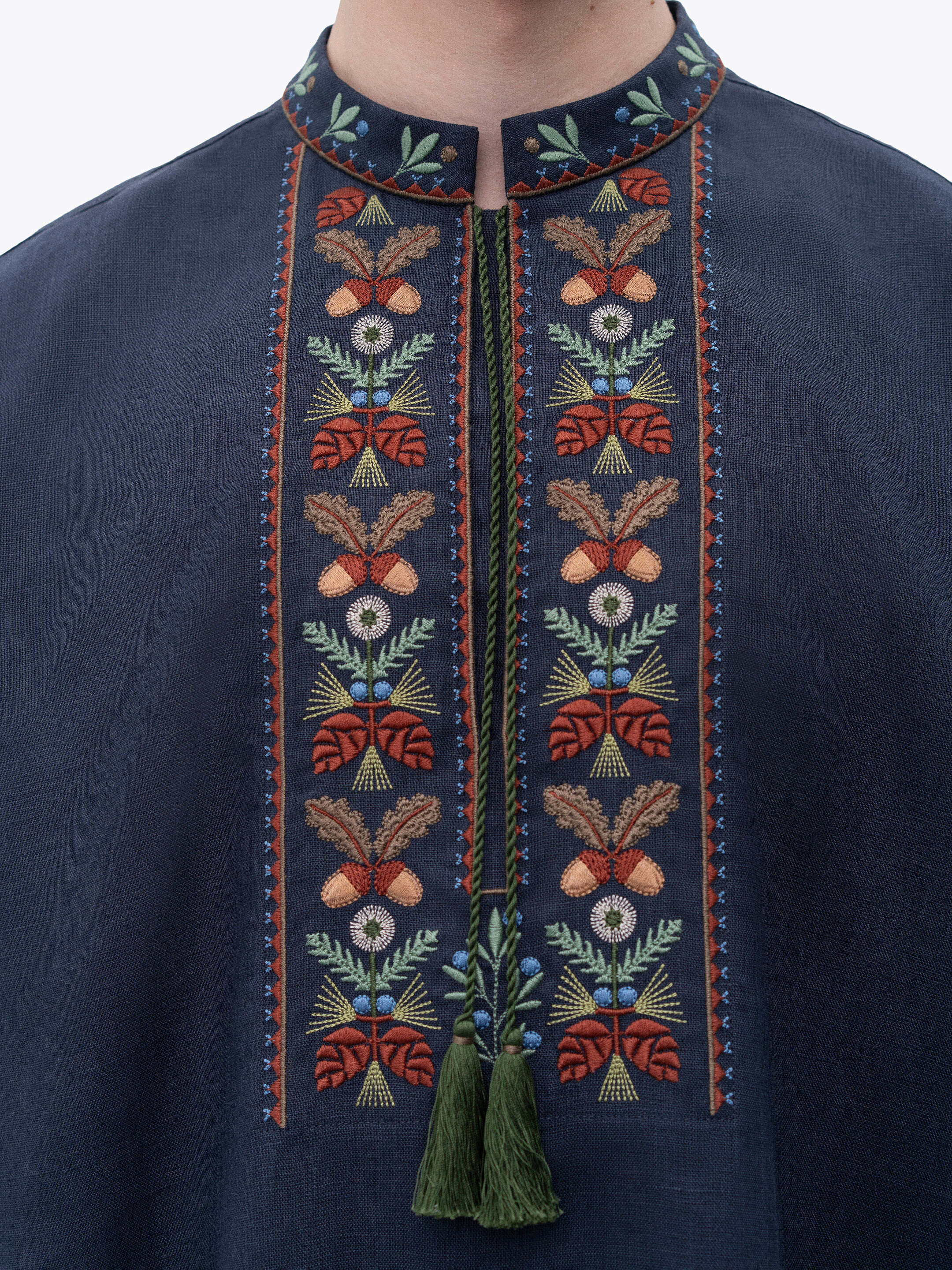 Dark blue men's embroidered shirt Lis photo