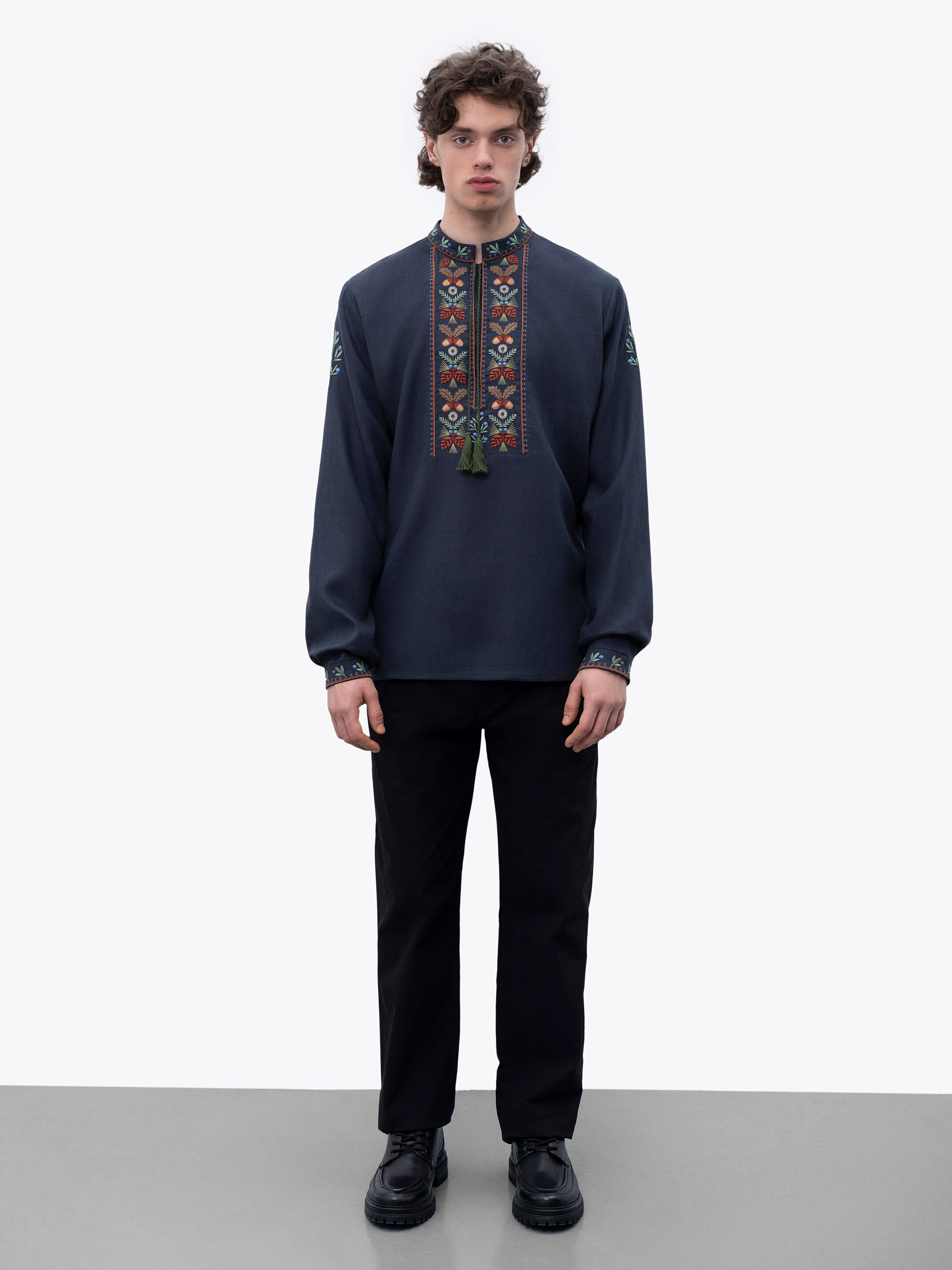 Dark blue men's embroidered shirt Lis Buy