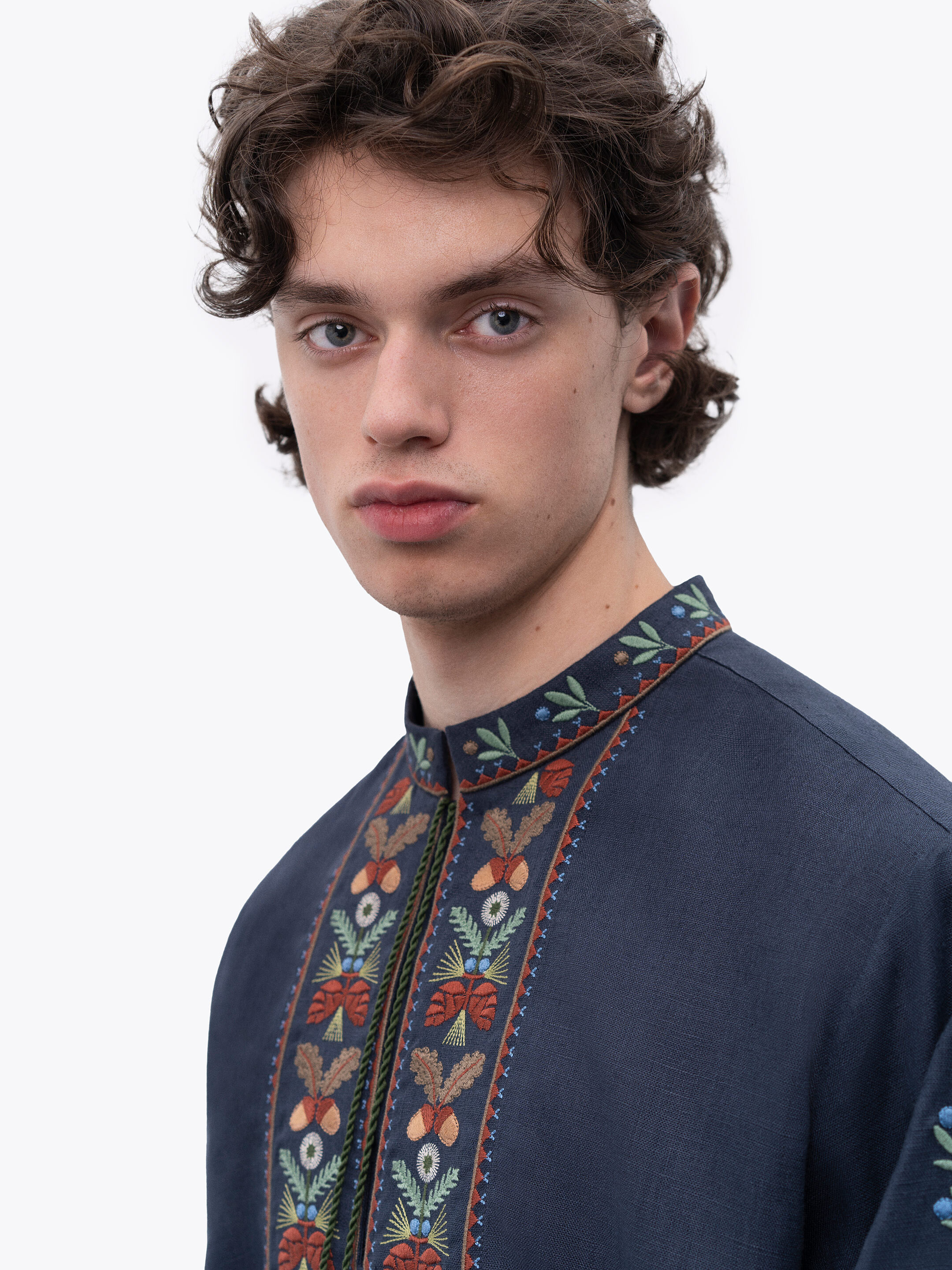 Dark blue men's embroidered shirt Lis cheap