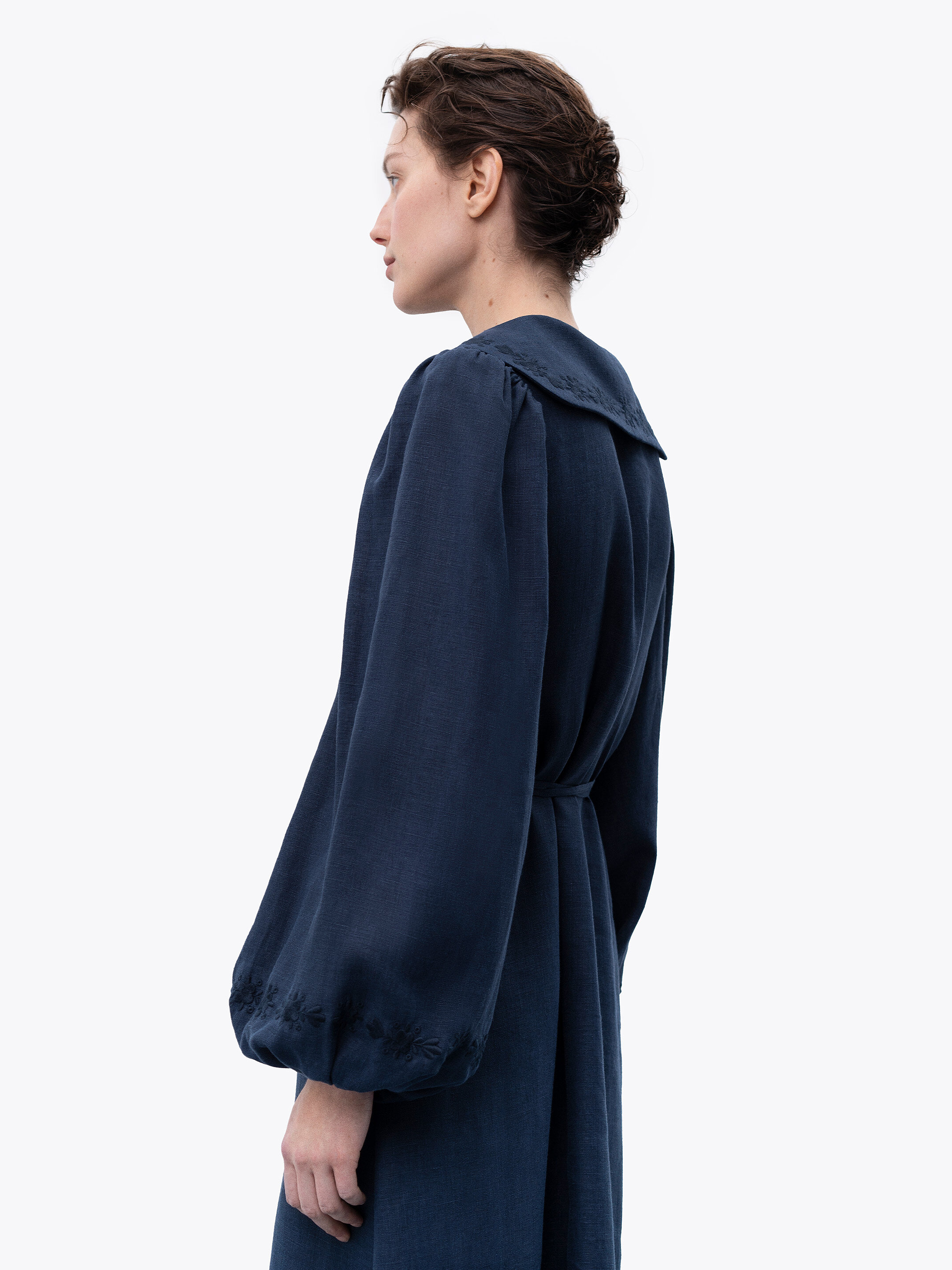 Linen dress with embroidery Pervotsvit Blue cheap