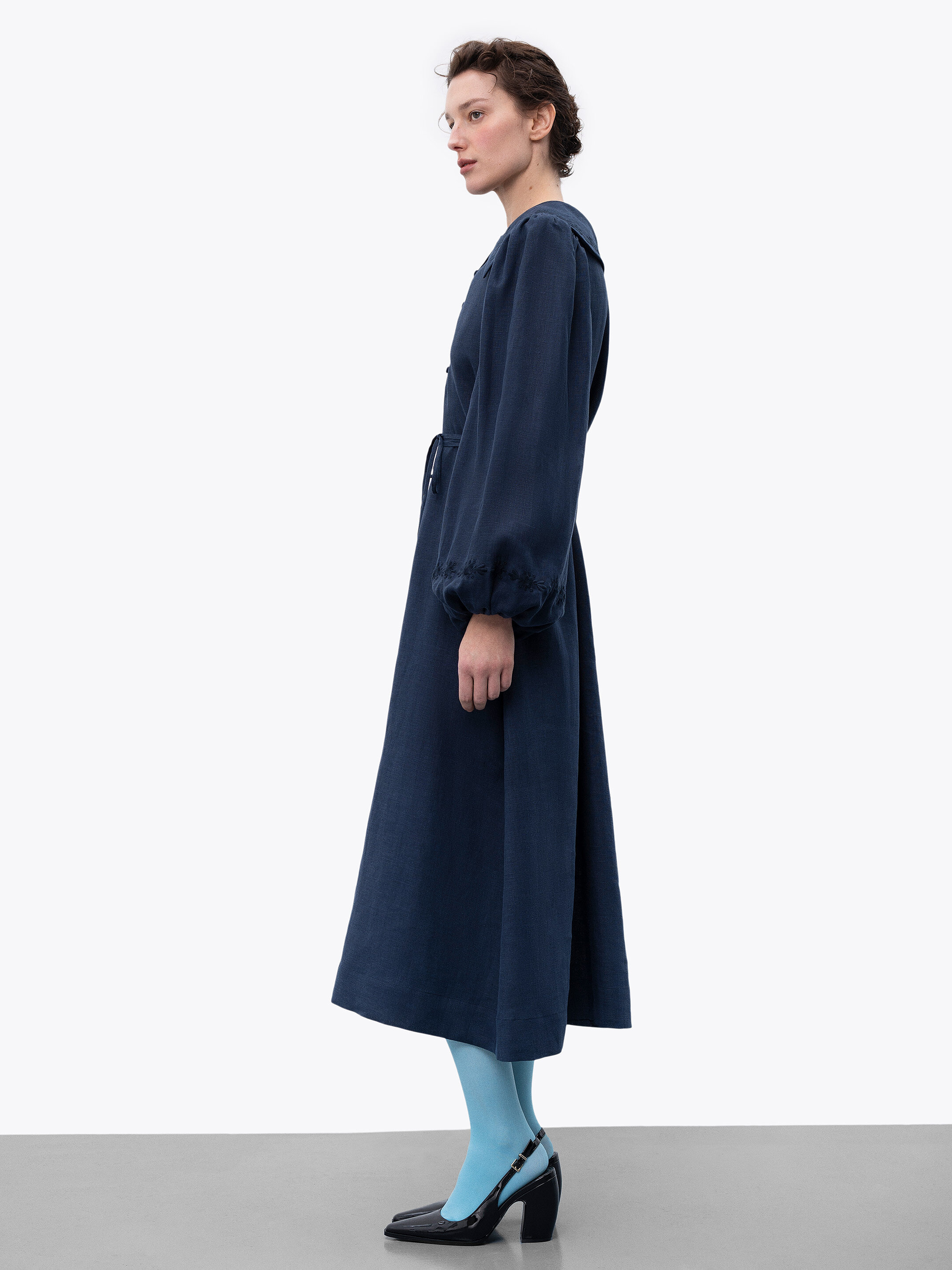 Linen dress with embroidery Pervotsvit Blue choose