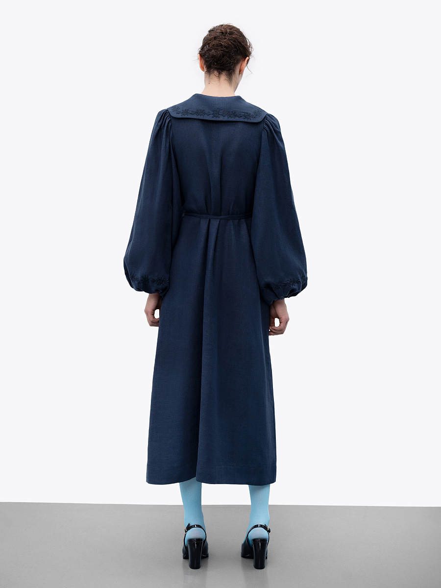 Linen dress with embroidery Pervotsvit Blue [0]