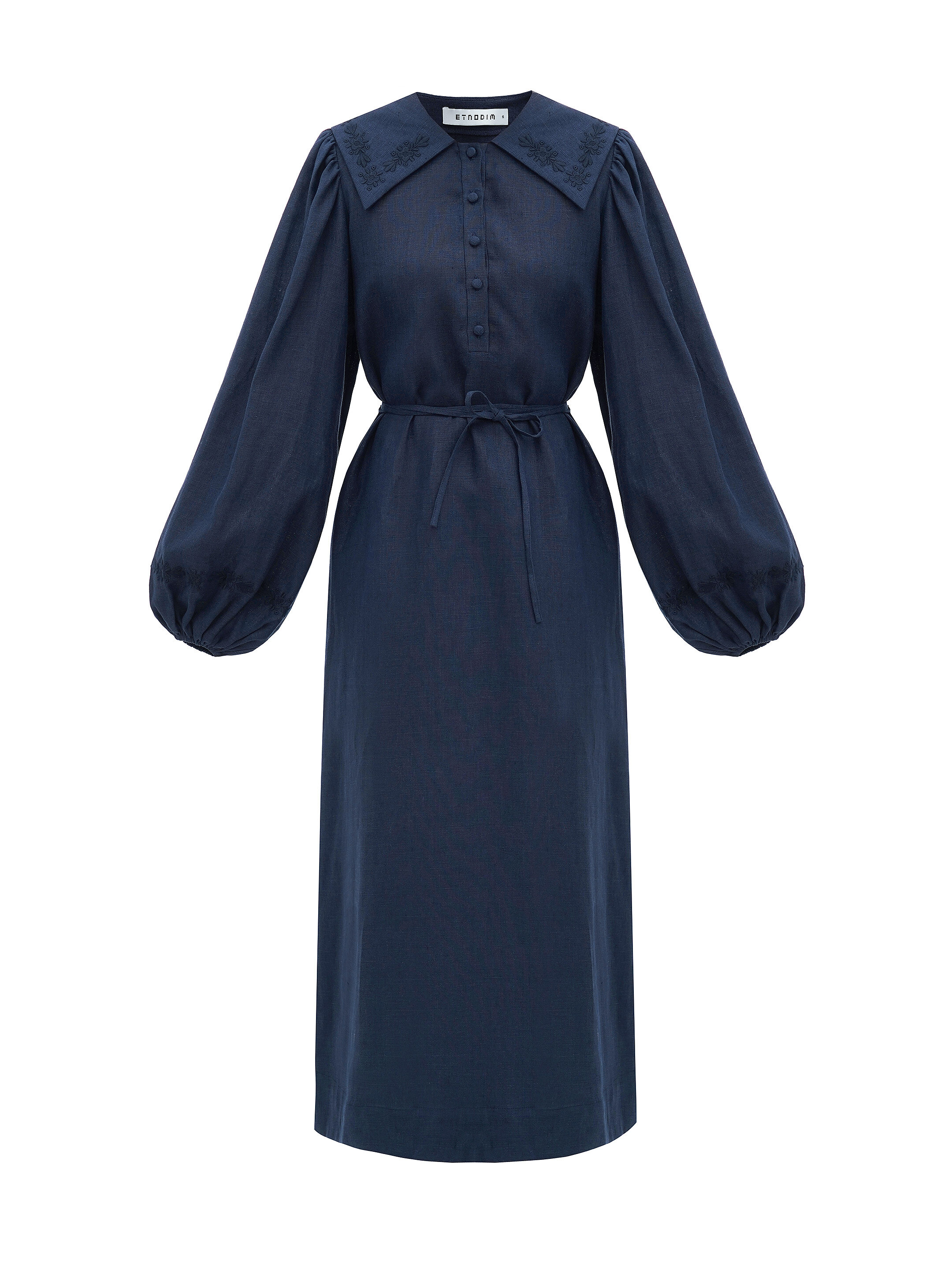Linen dress with embroidery Pervotsvit Blue buy