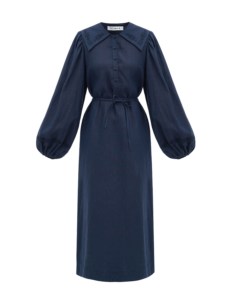 Linen dress with embroidery Pervotsvit Blue [0]