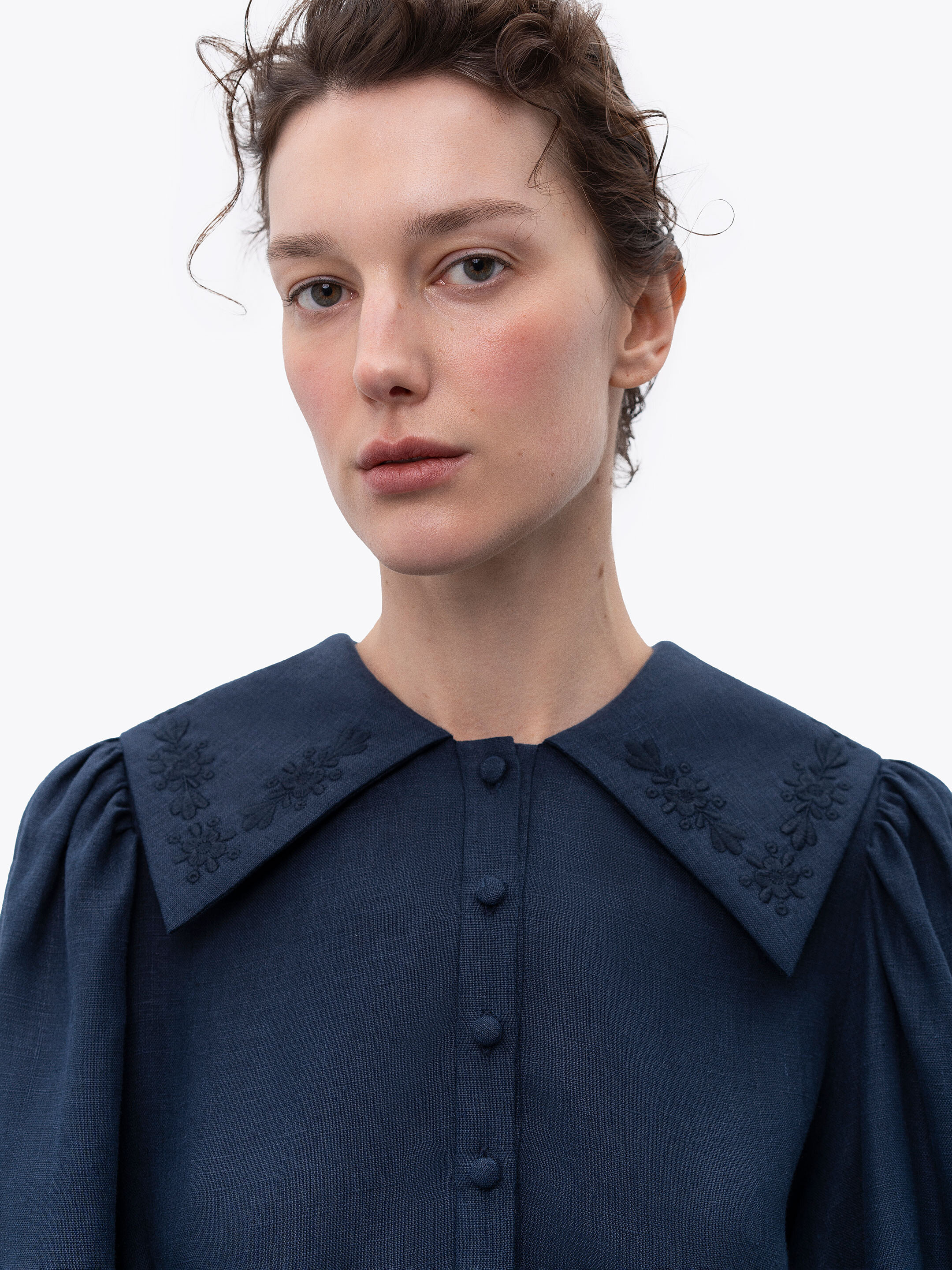 Linen dress with embroidery Pervotsvit Blue sizes