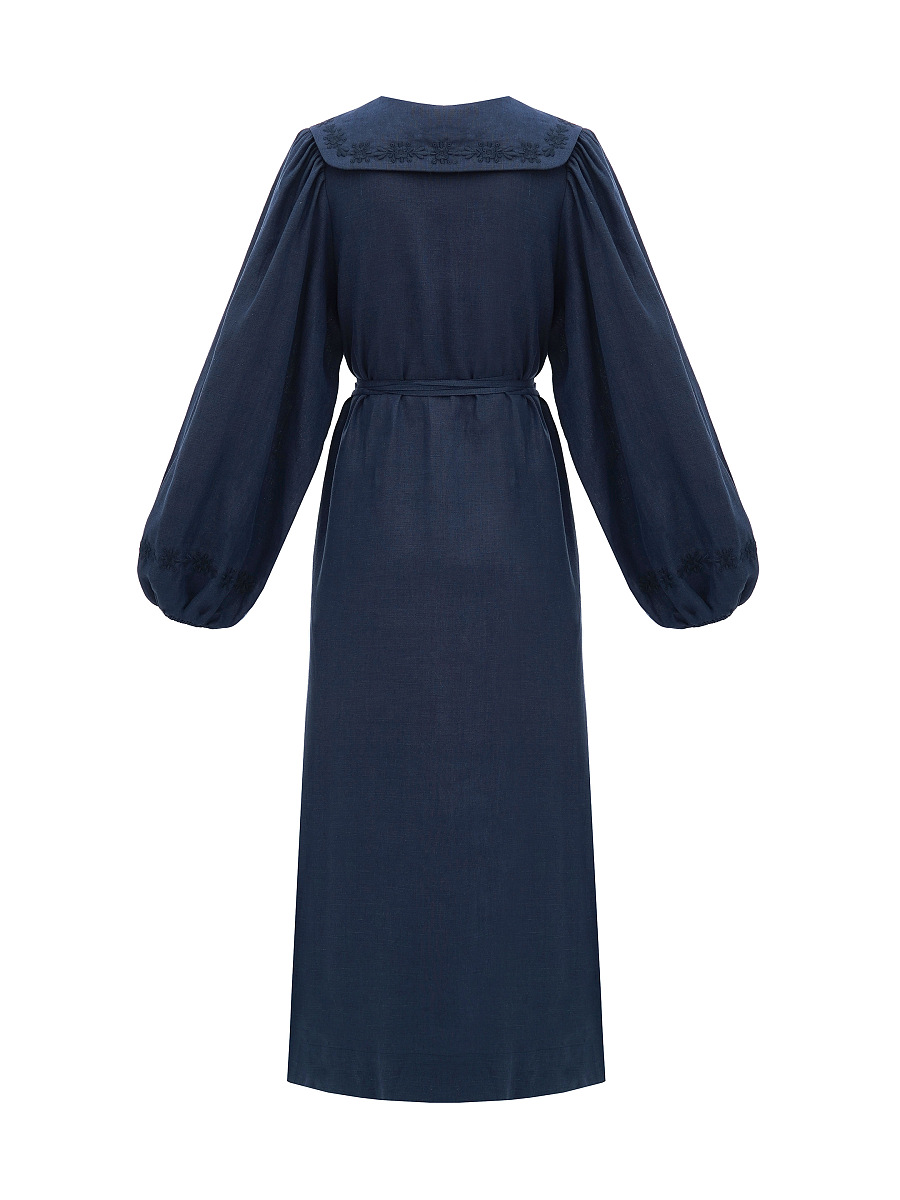 Linen dress with embroidery Pervotsvit Blue [0]