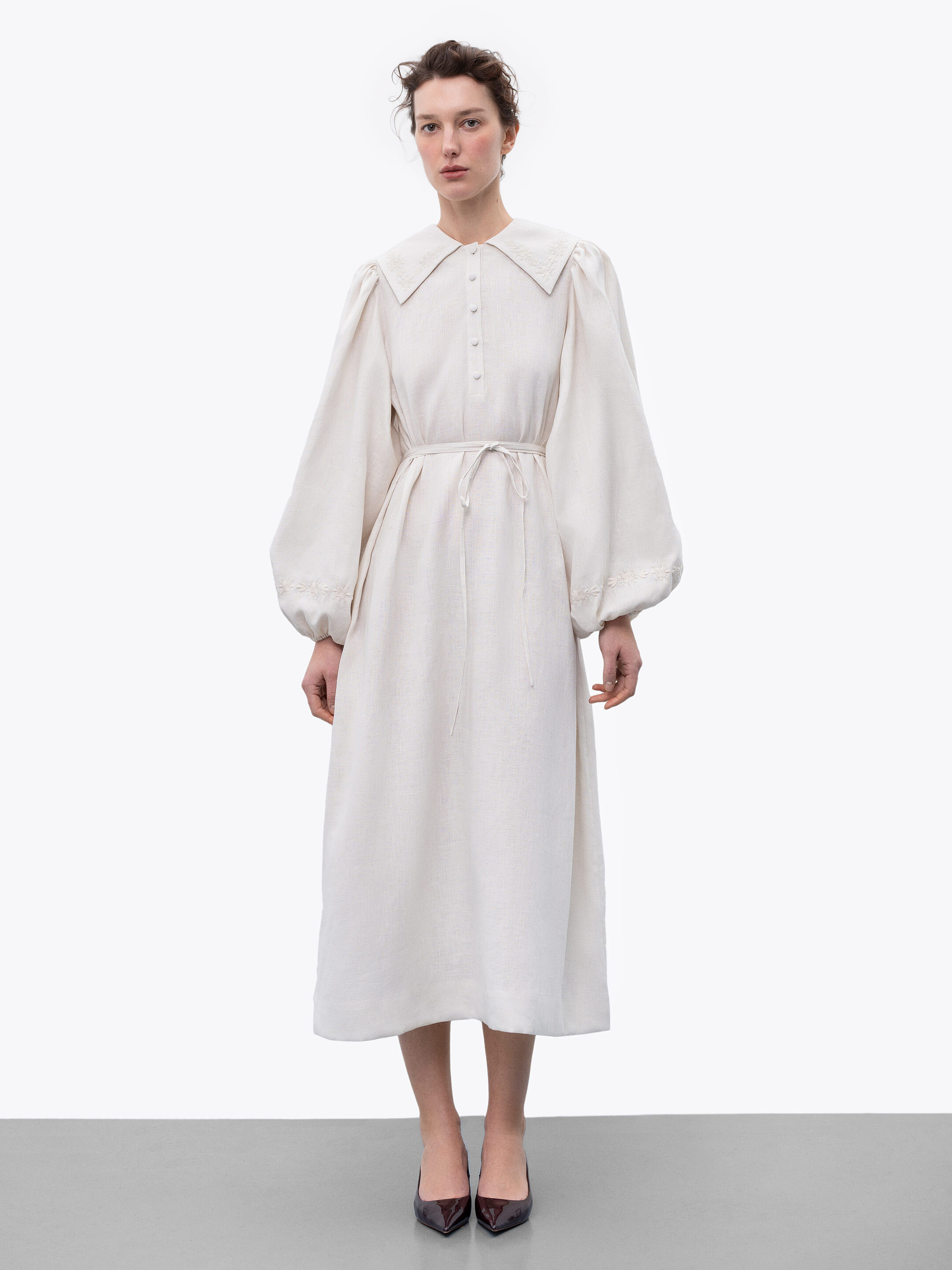 Linen dress with embroidery Pervotsvit Light Buy