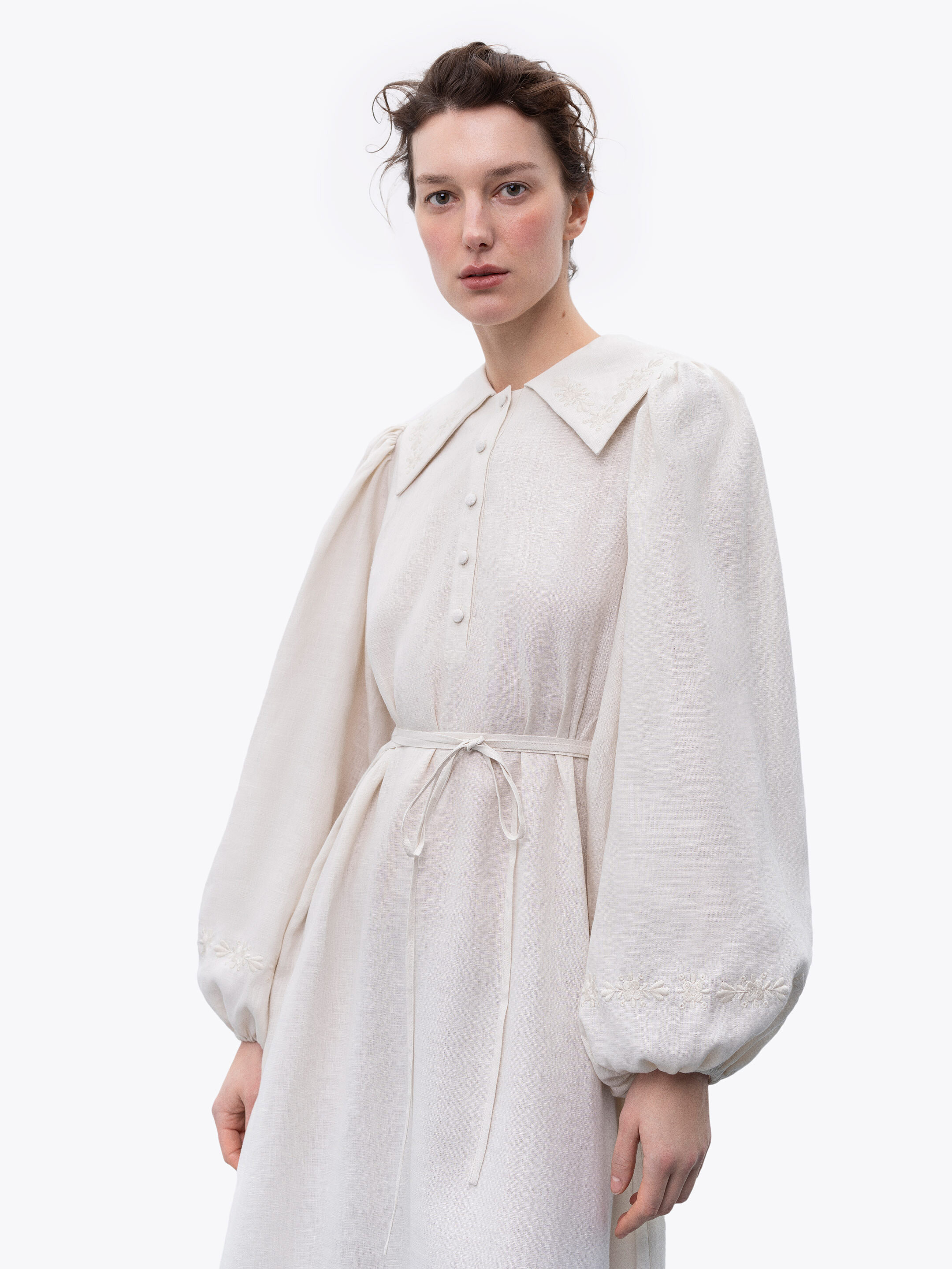 Linen dress with embroidery Pervotsvit Light fitting
