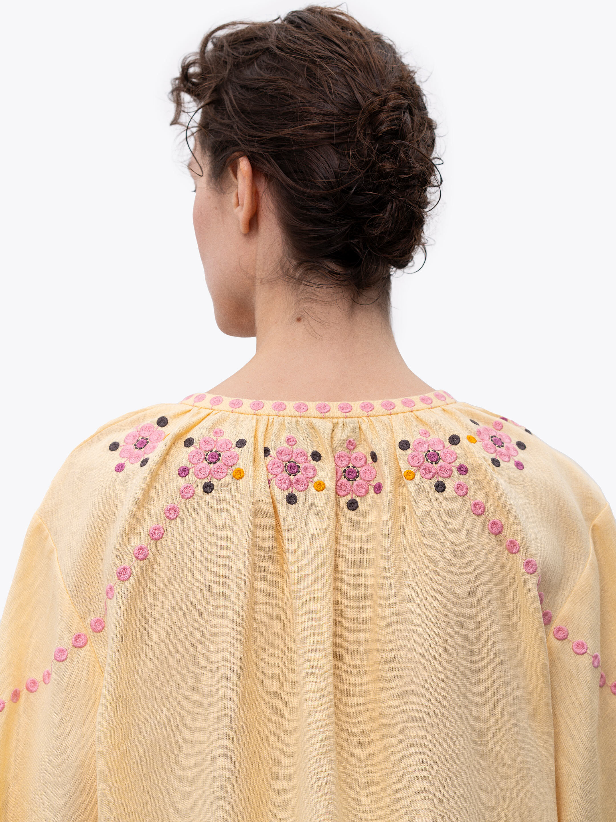 Voluminous embroidered blouse with floral ornaments April in Ukraine