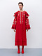 Red linen embroidered dress with floral motifs and tassels Vesnyanka Chervona