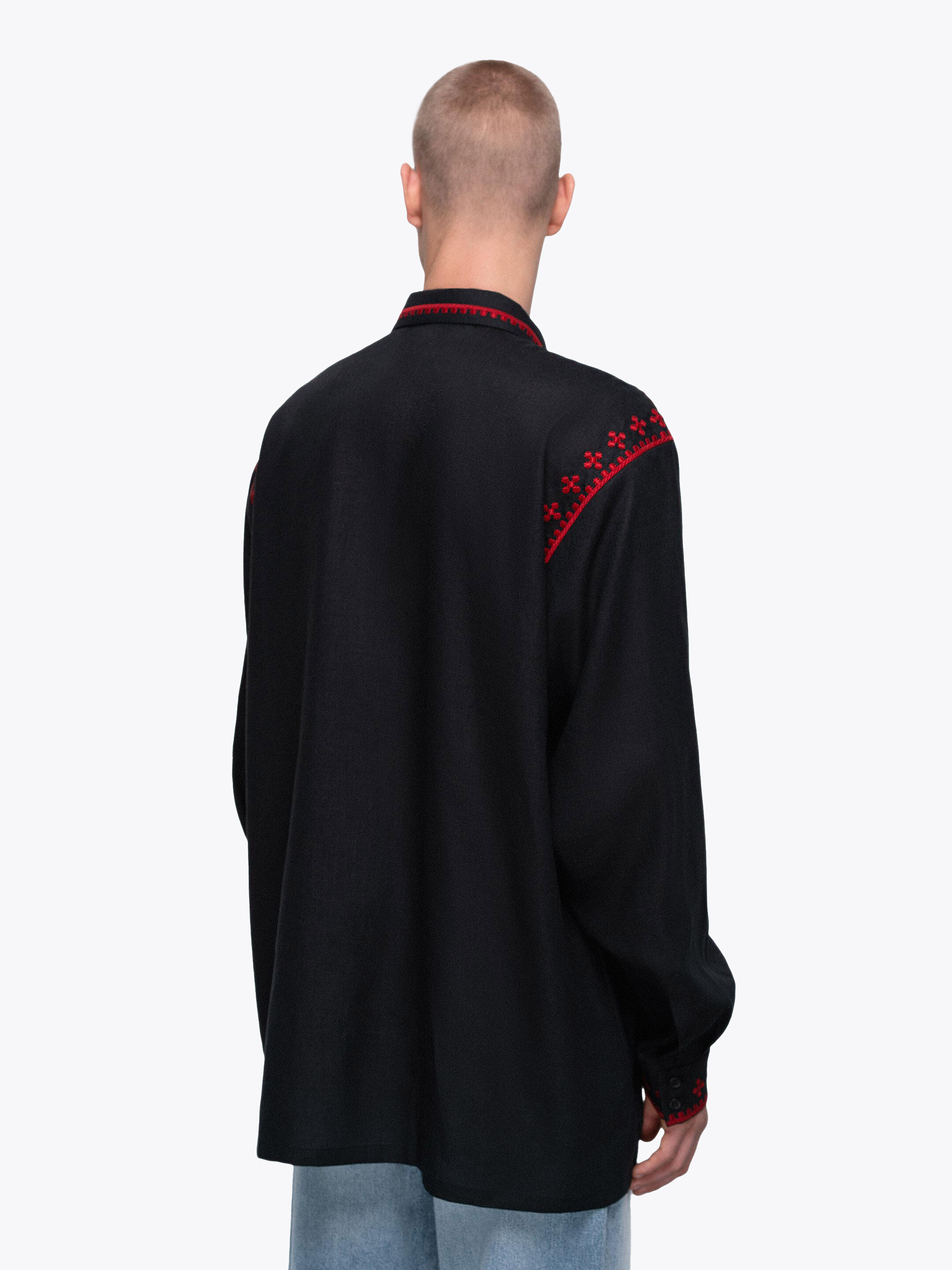 Men's embroidered shirt with a collar and massive tassels Zemlya cheap