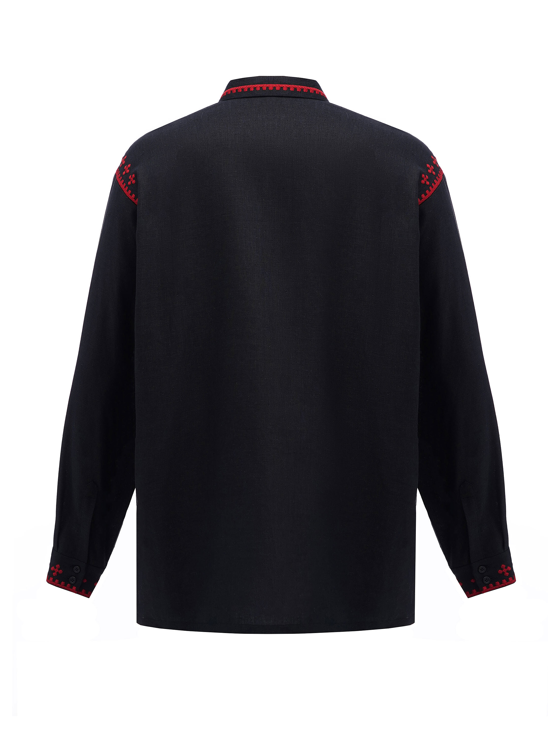 Men's embroidered shirt with a collar and massive tassels Zemlya fitting