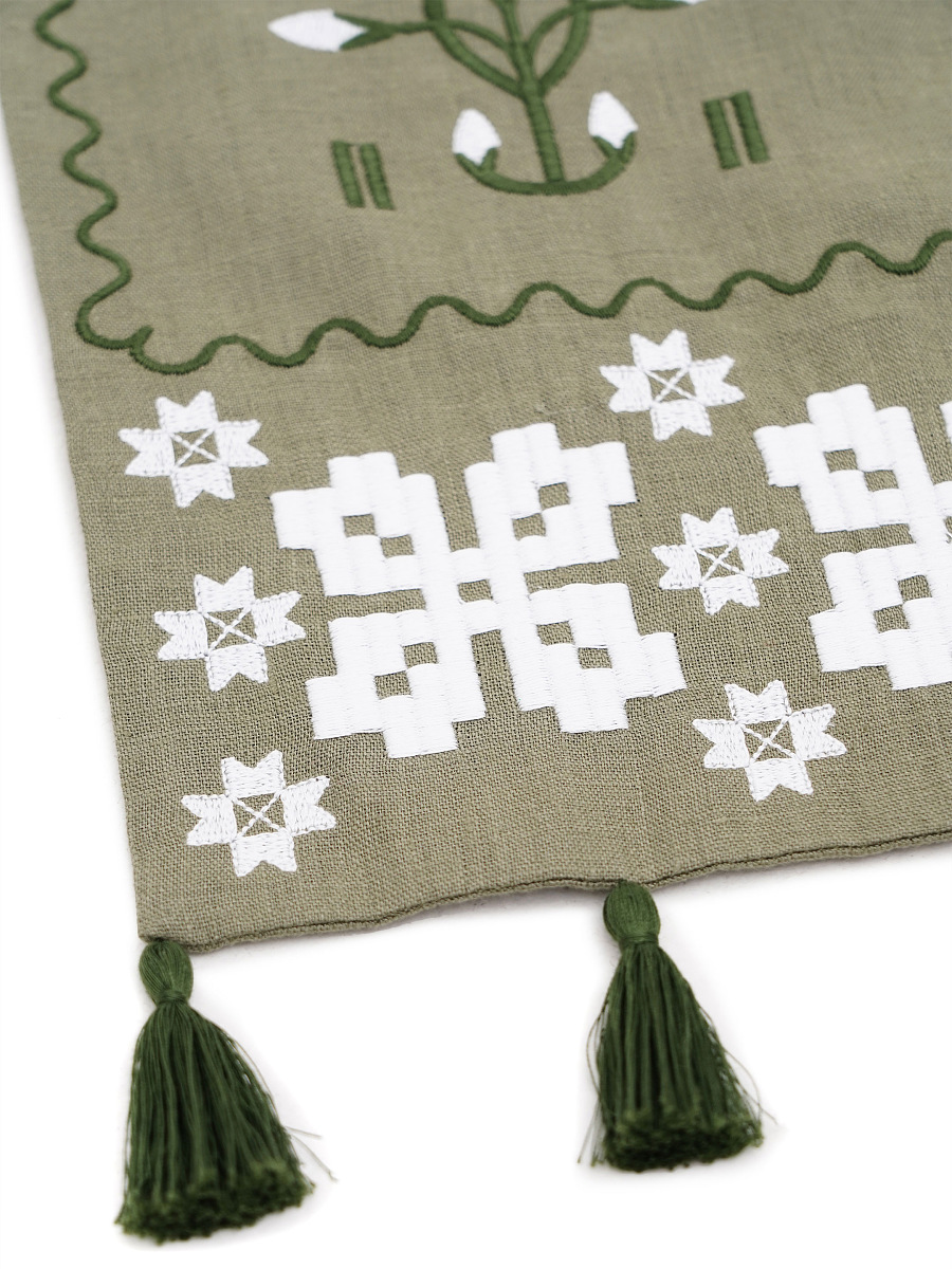 Embroidered linen apron khaki color Rozmay [0]
