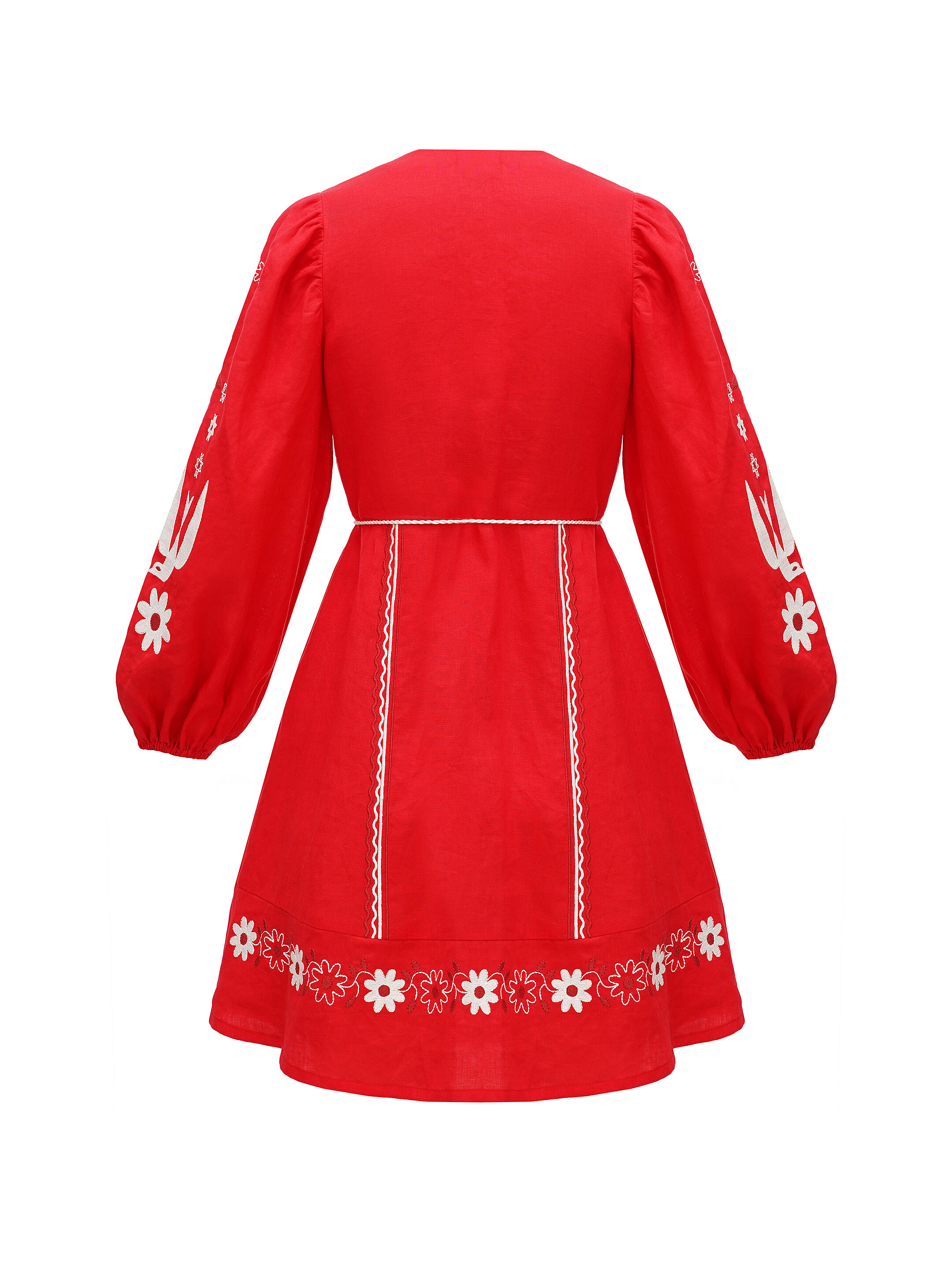 Embroidered dress Latvia fitting
