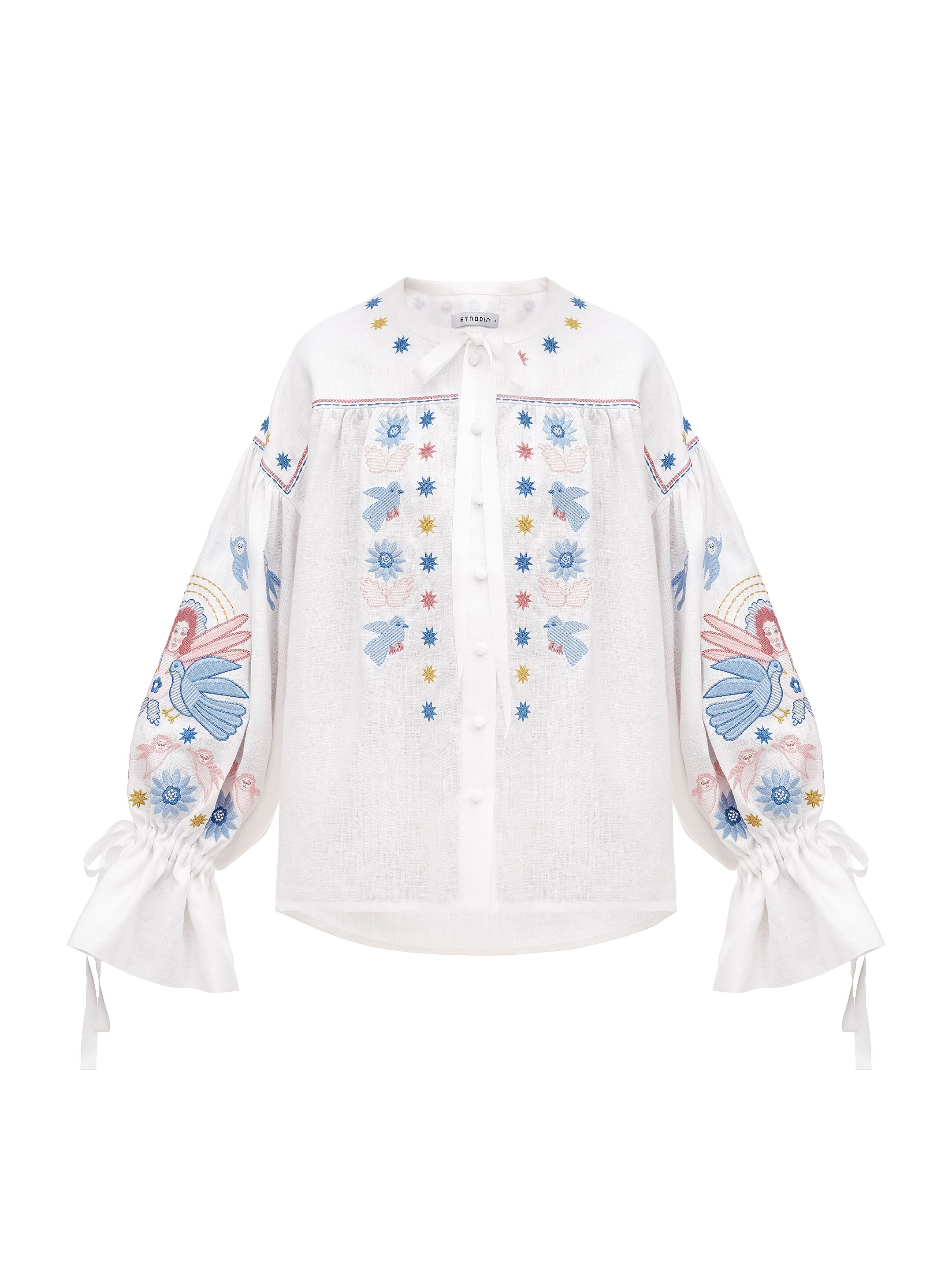 White embroidered shirt with abundant embroidery Prychornomorya choose