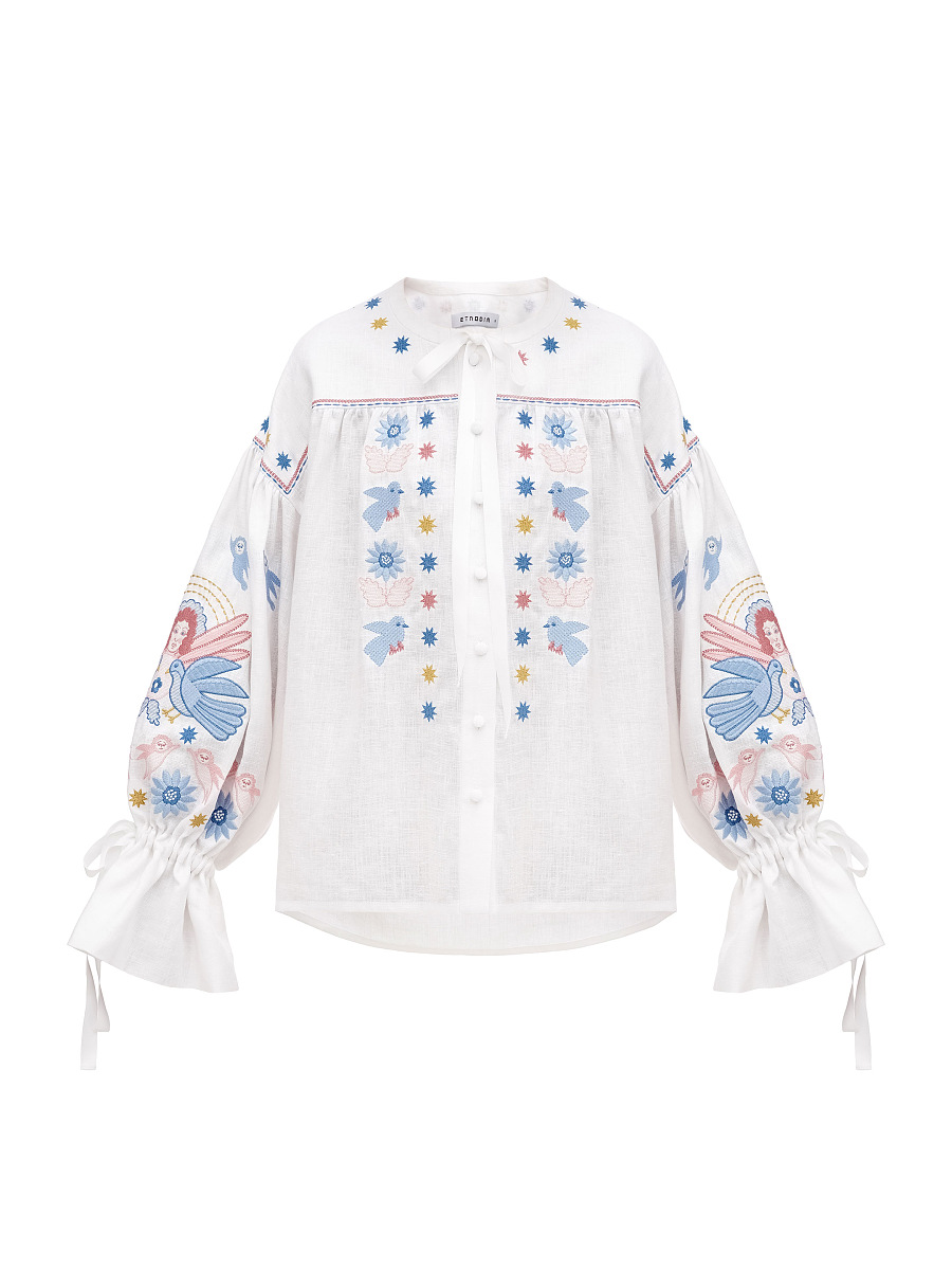White embroidered shirt with abundant embroidery Prychornomorya [0]