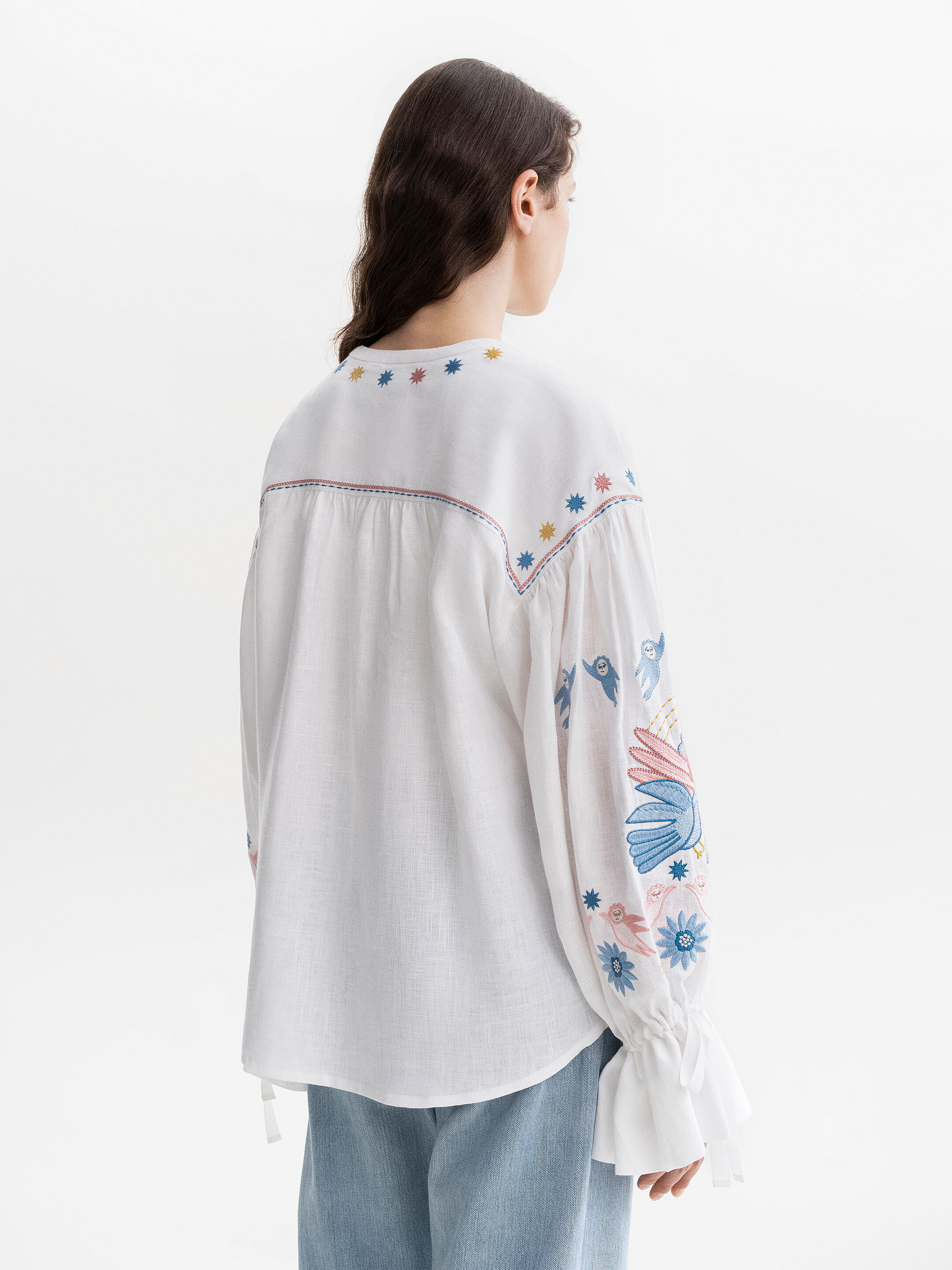 White embroidered shirt with abundant embroidery Prychornomorya in Ukraine
