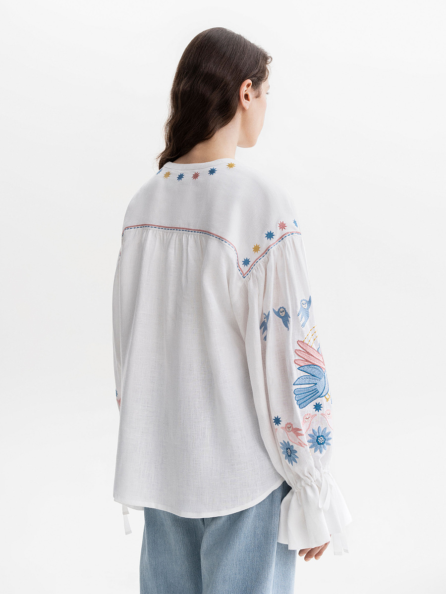 White embroidered shirt with abundant embroidery Prychornomorya [0]