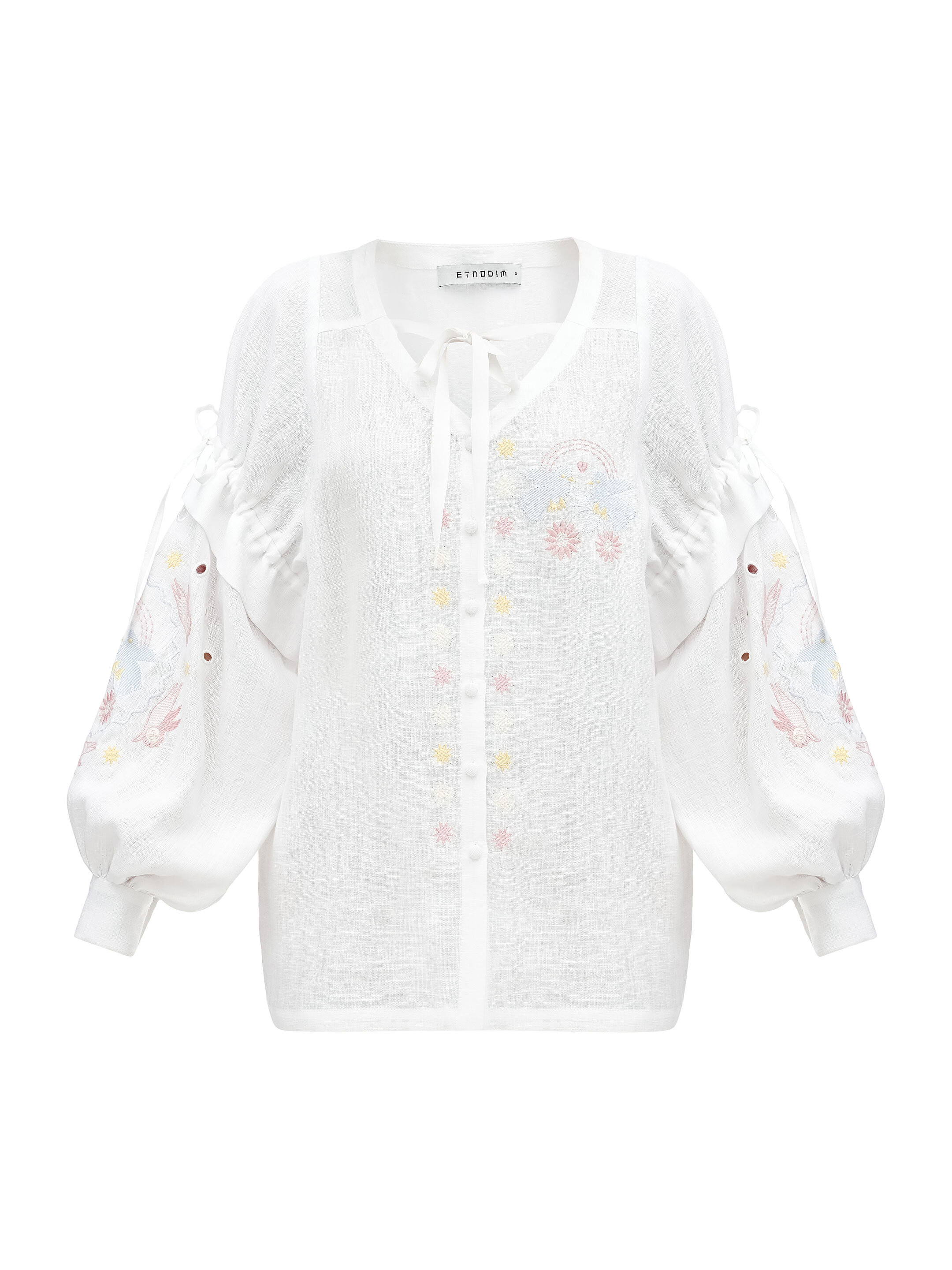 White embroidered shirt with colorful embroidery Polina sizes
