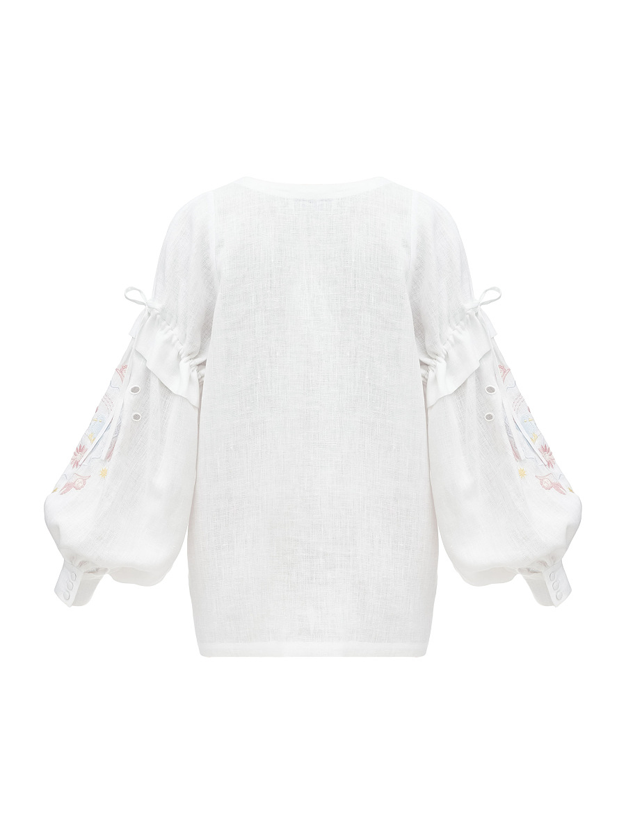 White embroidered shirt with colorful embroidery Polina [0]