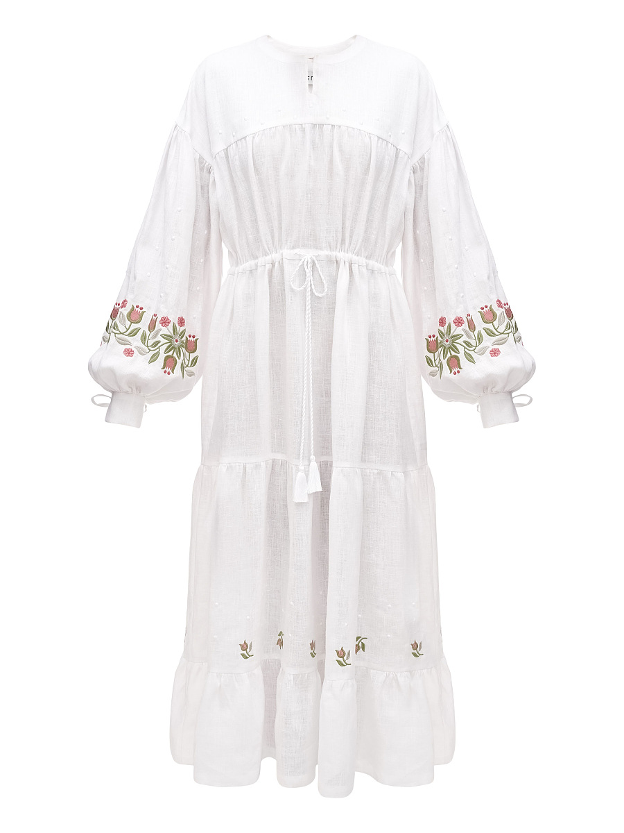 Embroidered dress with floral ornament Pelageya [0]