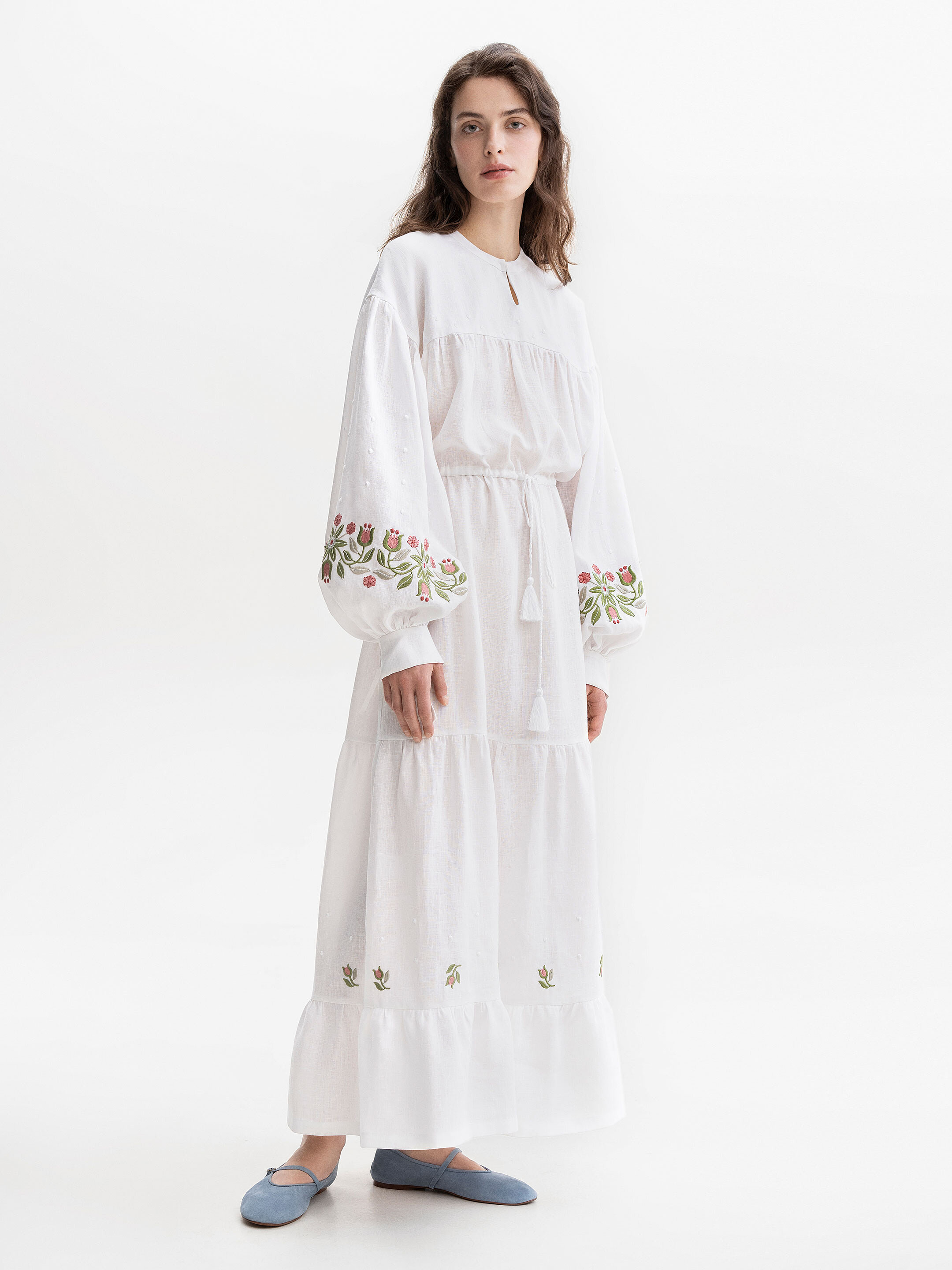 Embroidered dress with floral ornament Pelageya Buy