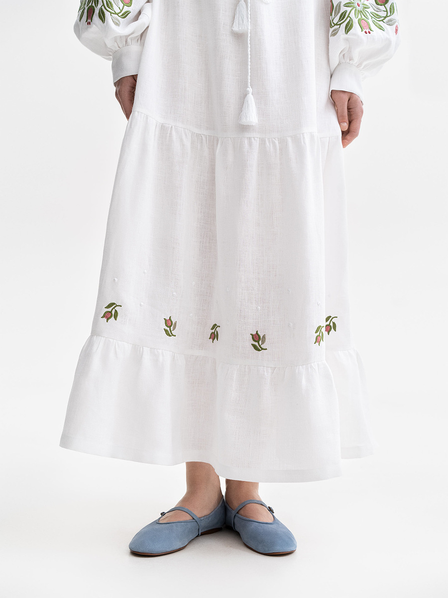 Embroidered dress with floral ornament Pelageya [0]