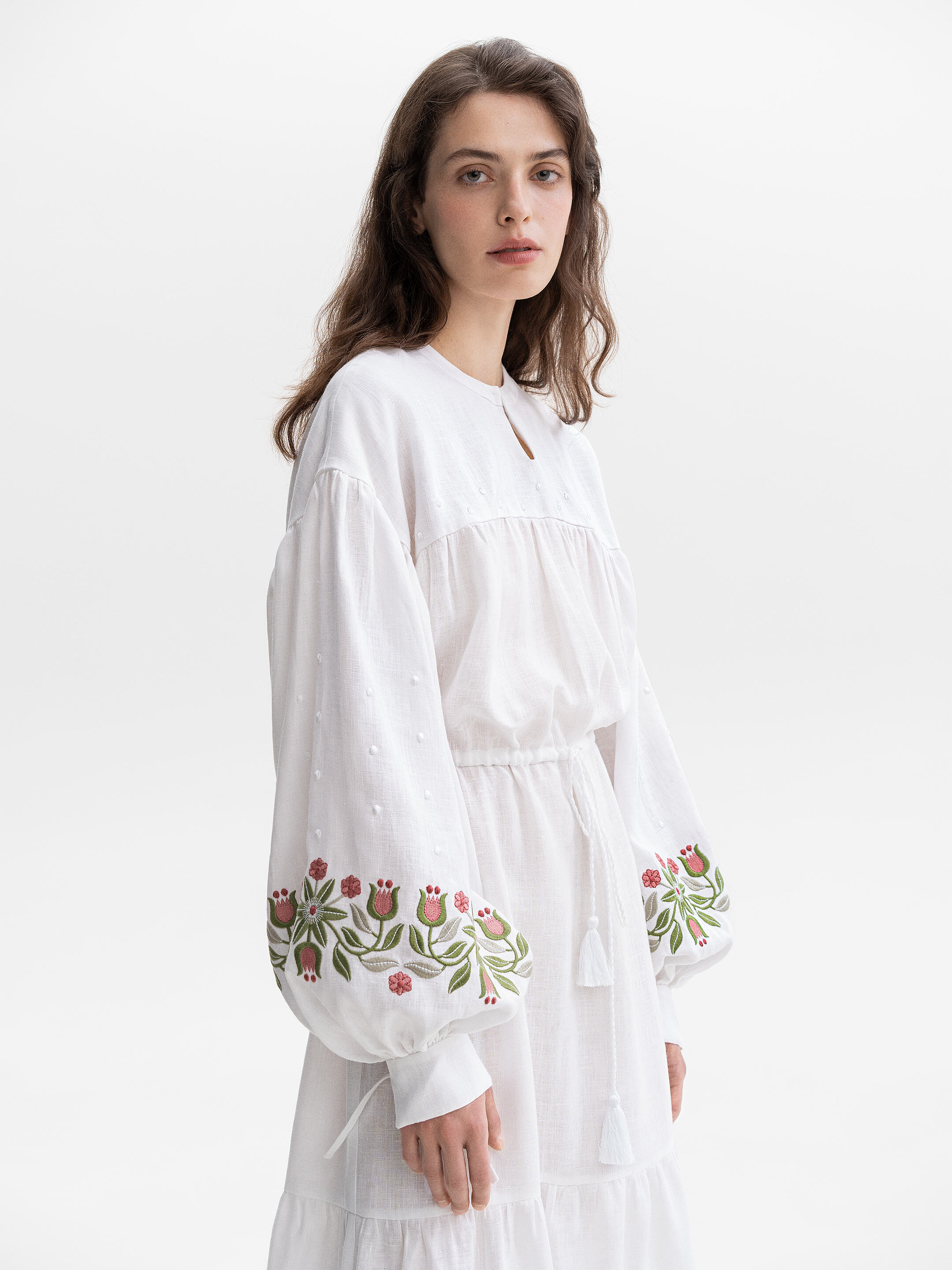 Embroidered dress with floral ornament Pelageya cheap