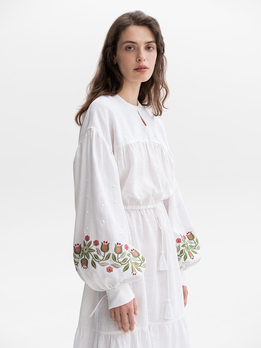 Embroidered dress with floral ornament Pelageya [0]