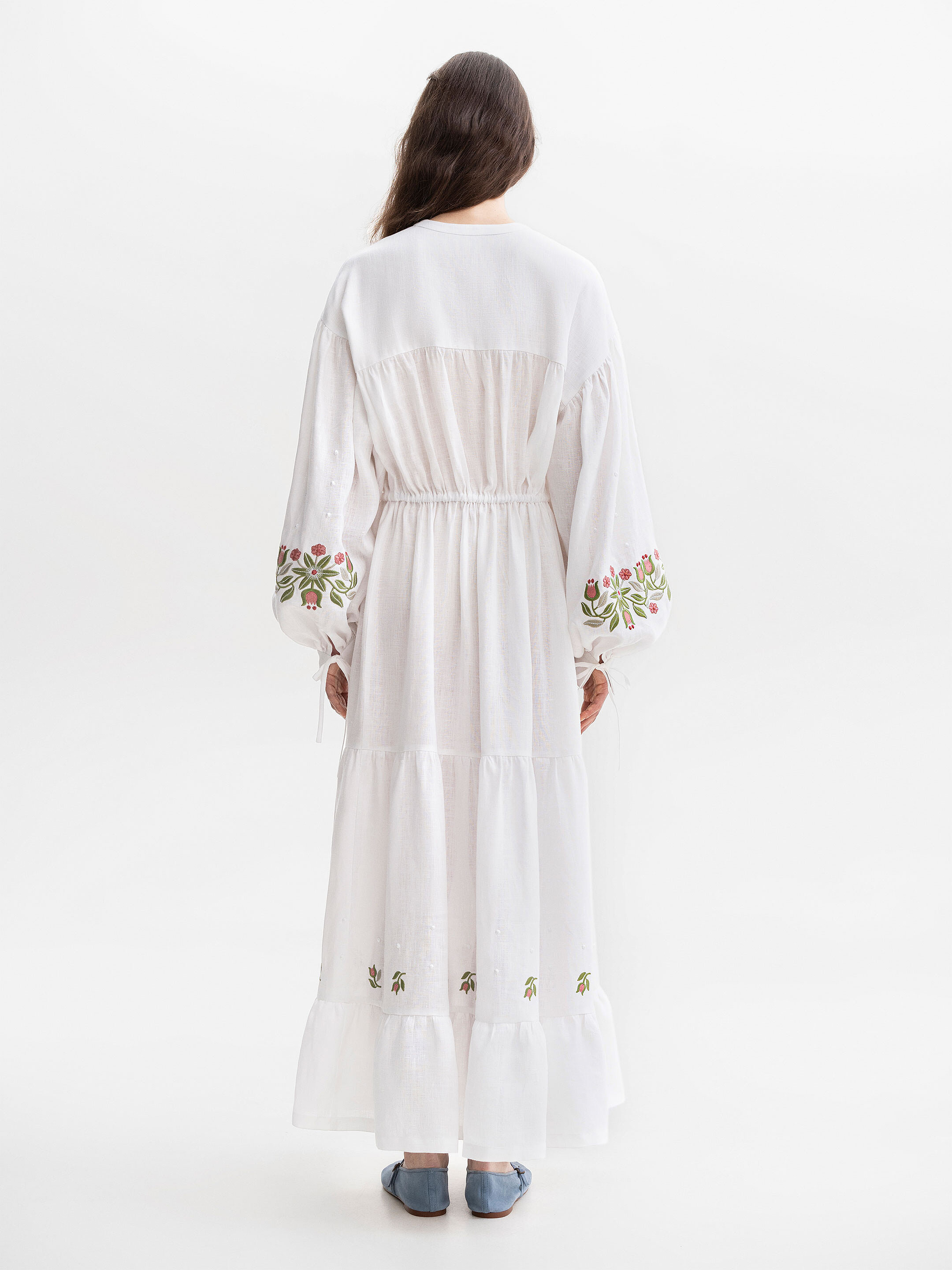 Embroidered dress with floral ornament Pelageya photo