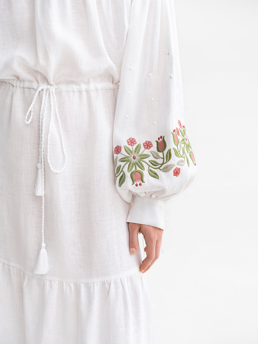 Embroidered dress with floral ornament Pelageya [0]