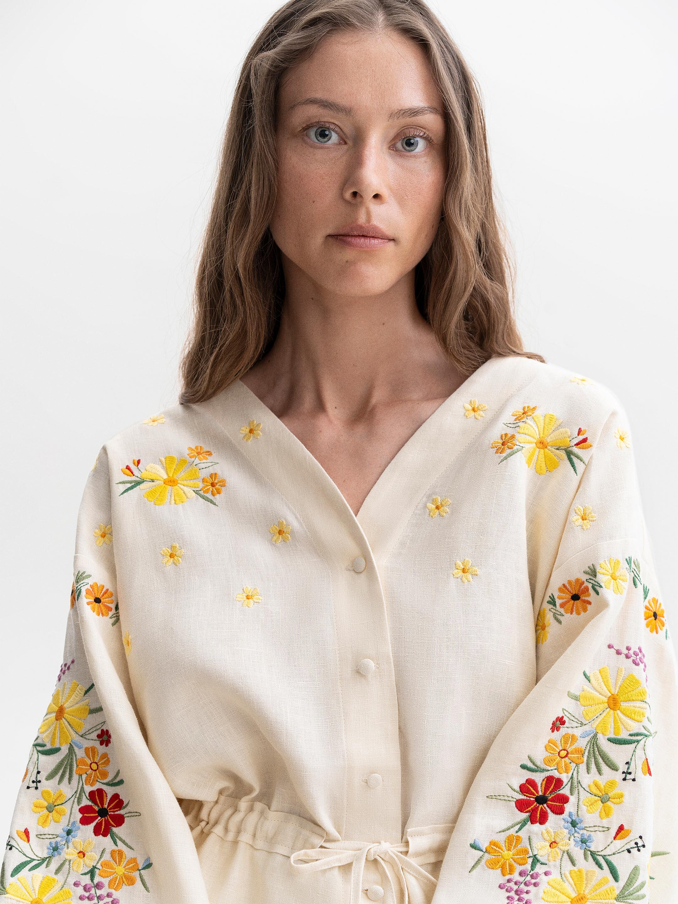 Light linen embroidery blouse Budzhak cheap