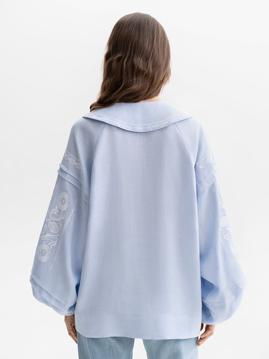Soft blue shirt with white embroidery Dnieper [0]