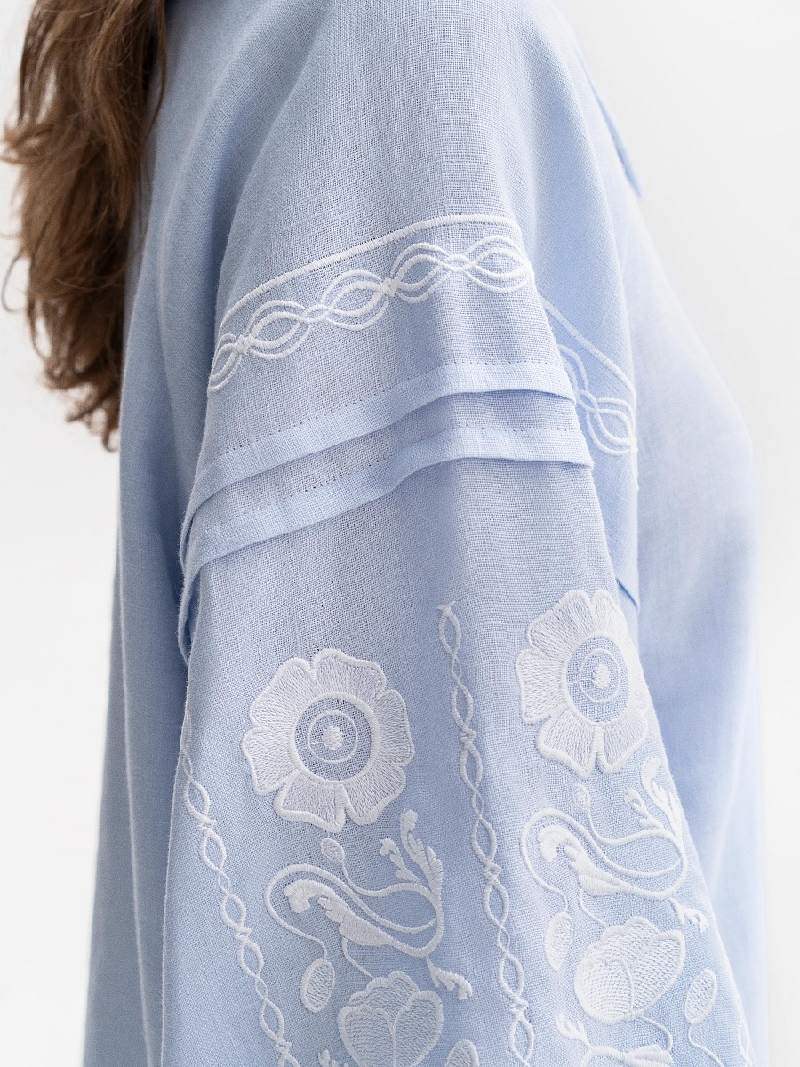 Soft blue shirt with white embroidery Dnieper [0]