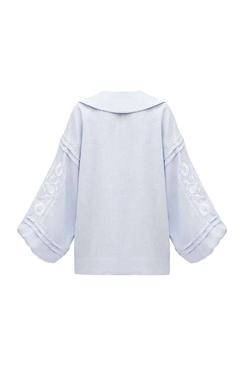 Soft blue shirt with white embroidery Dnieper [0]
