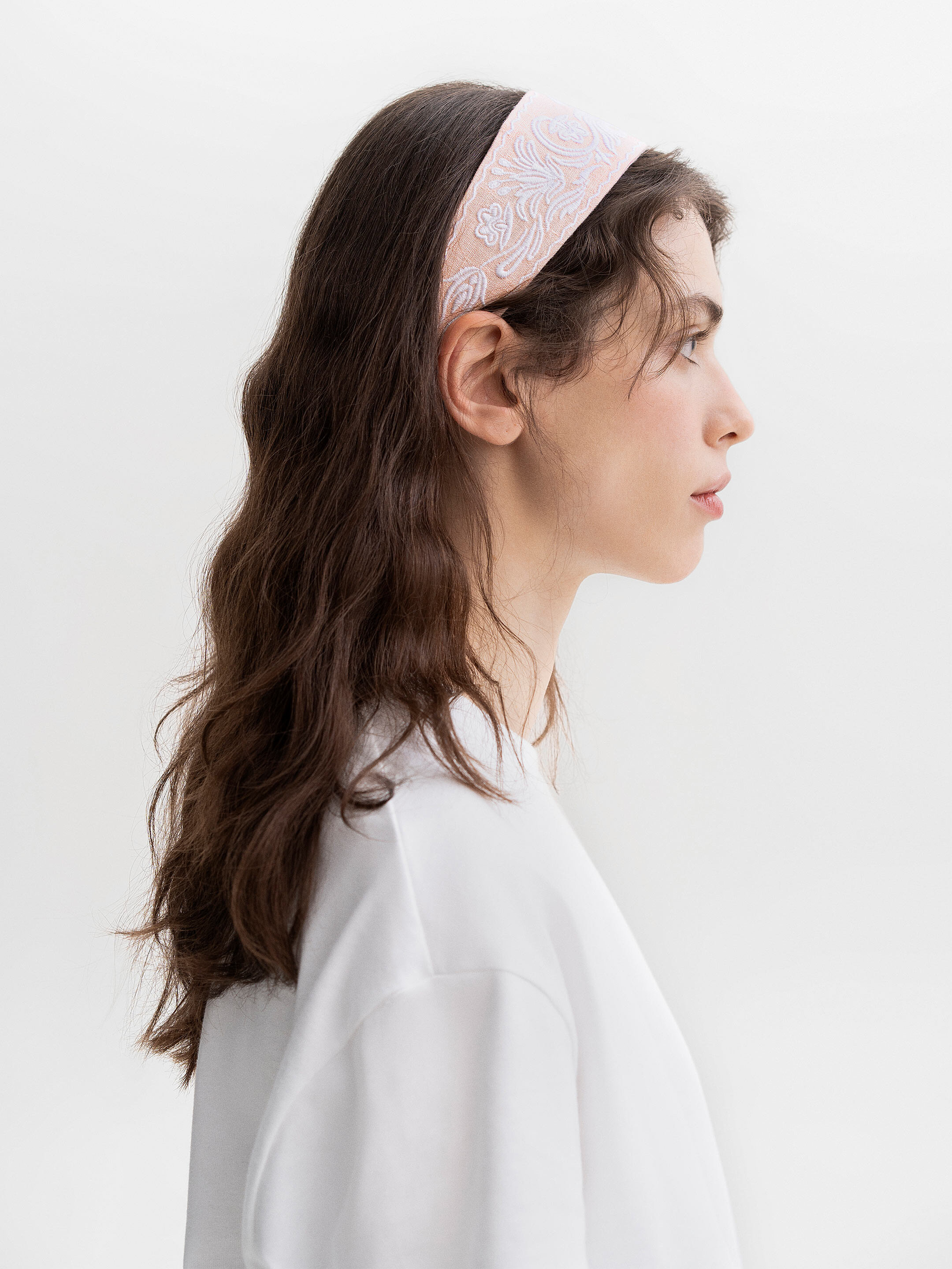 A peach-colored cap with white embroidery Kamiana Vyshyvanka cheap