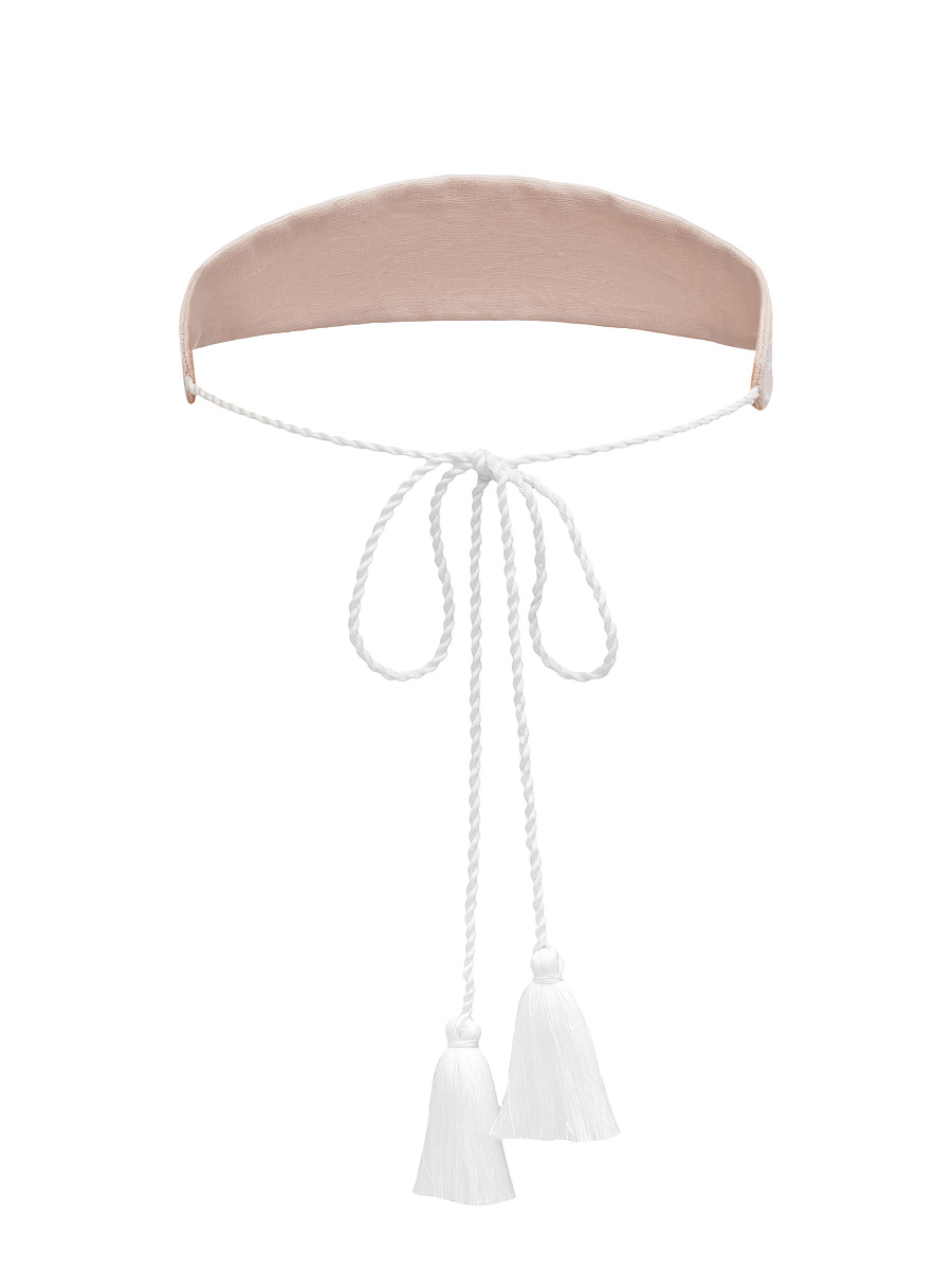 A peach-colored cap with white embroidery Kamiana Vyshyvanka [0]