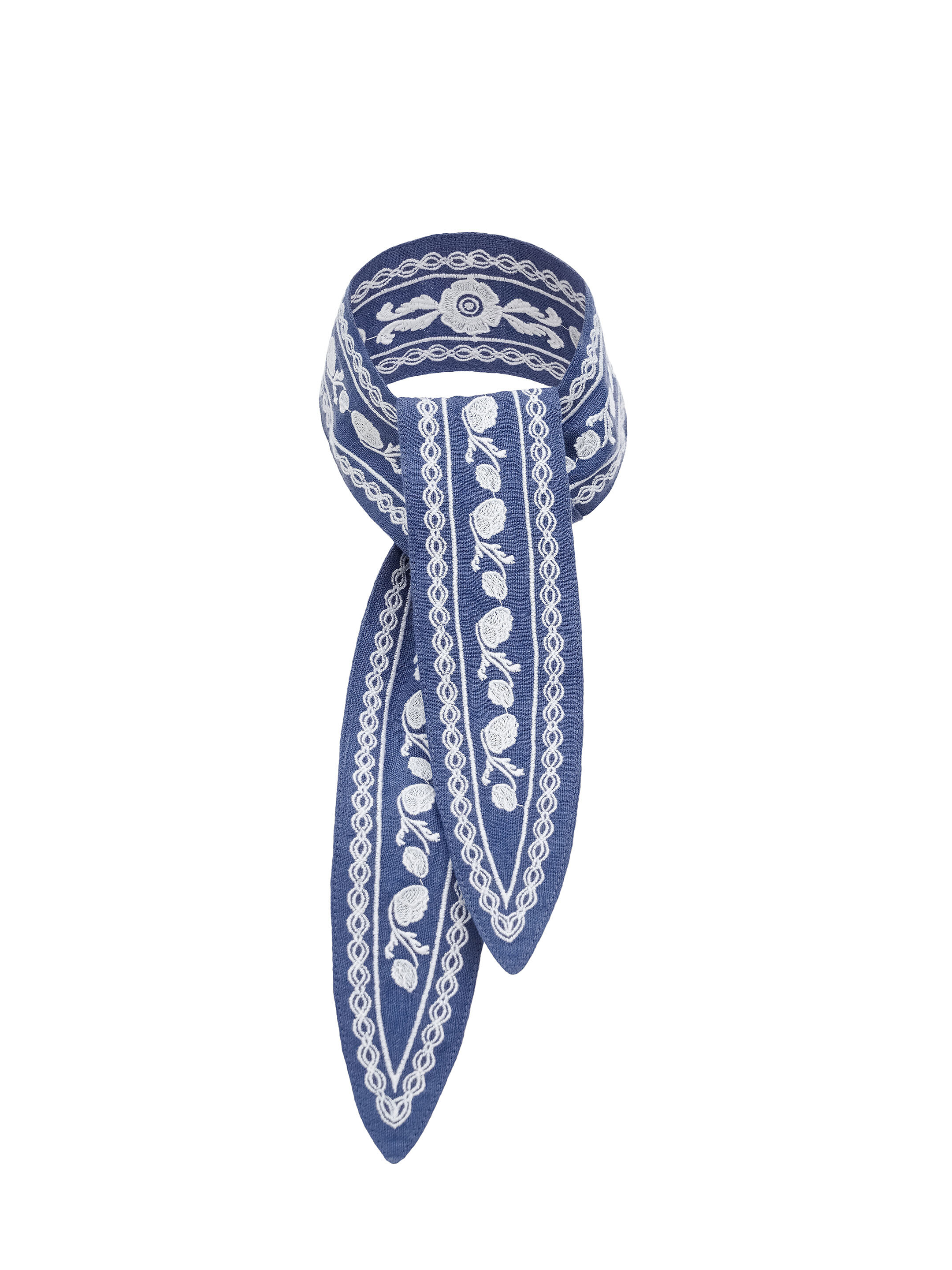 Blue linen handkerchief with white embroidery Dnipryana cheap