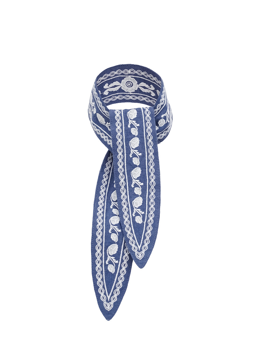 Blue linen handkerchief with white embroidery Dnieper [0]