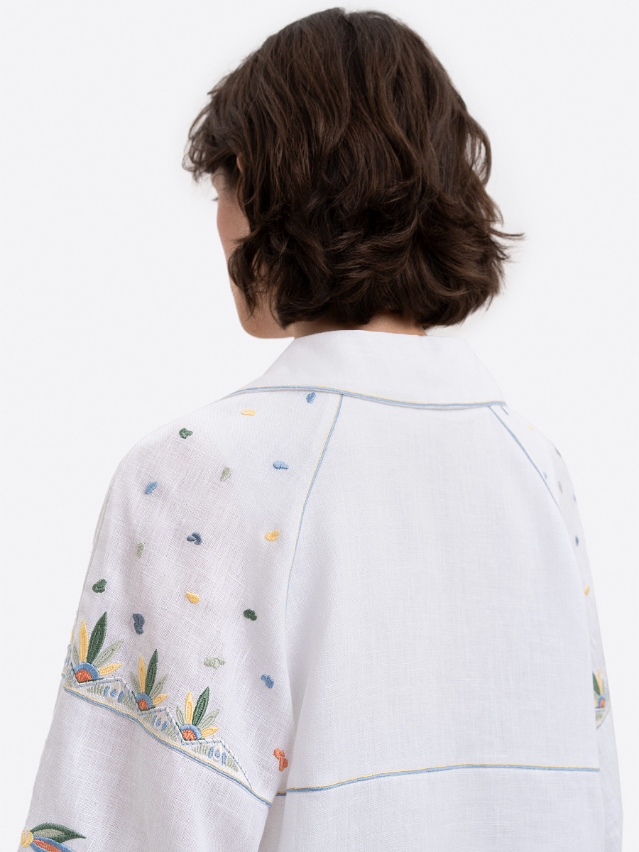 White embroidered shirt with colorful embroidery Boryviter [0]
