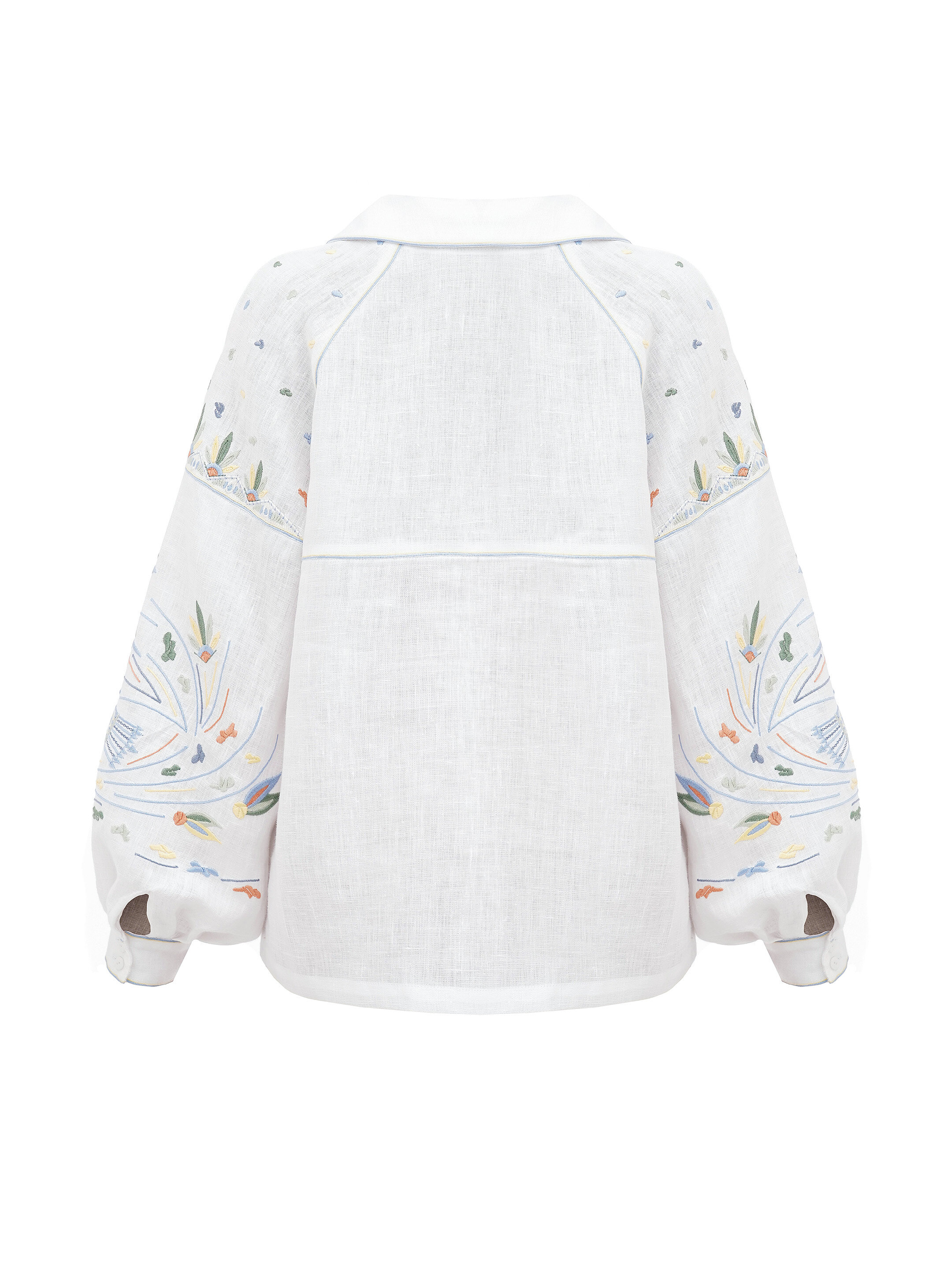 White embroidered shirt with colorful embroidery Boryviter buy