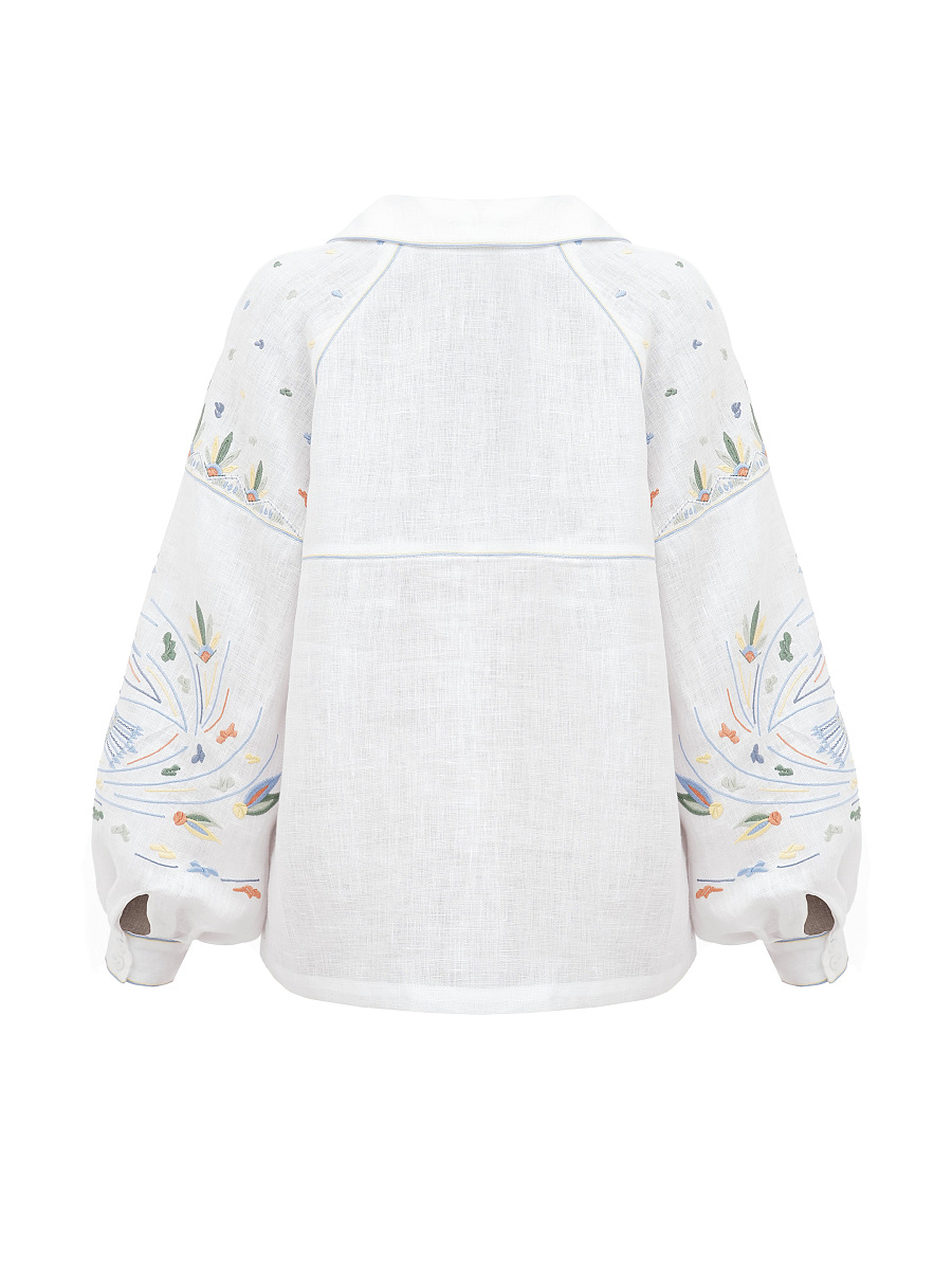 White embroidered shirt with colorful embroidery Boryviter [0]