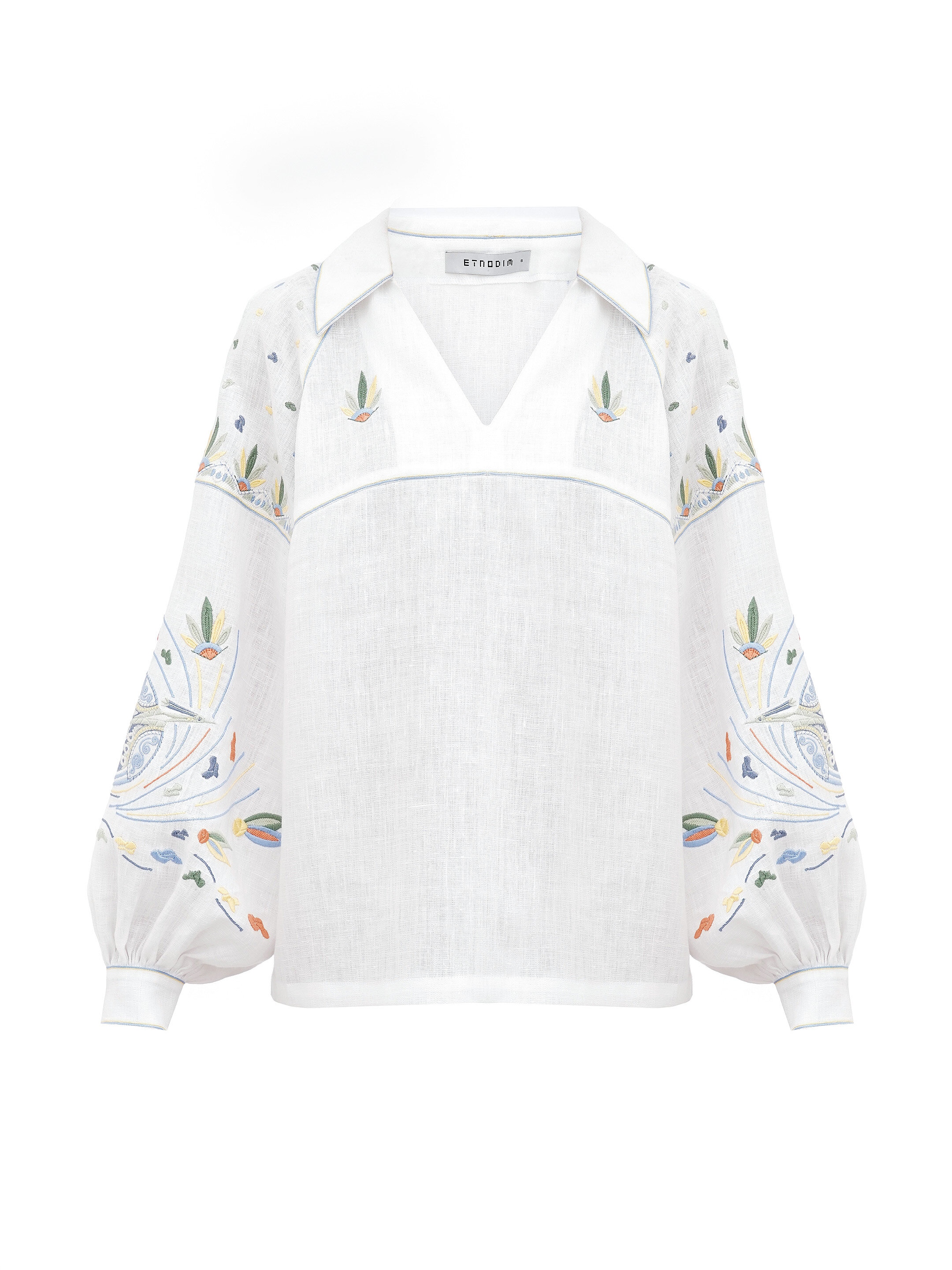 White embroidered shirt with colorful embroidery Boryviter sizes