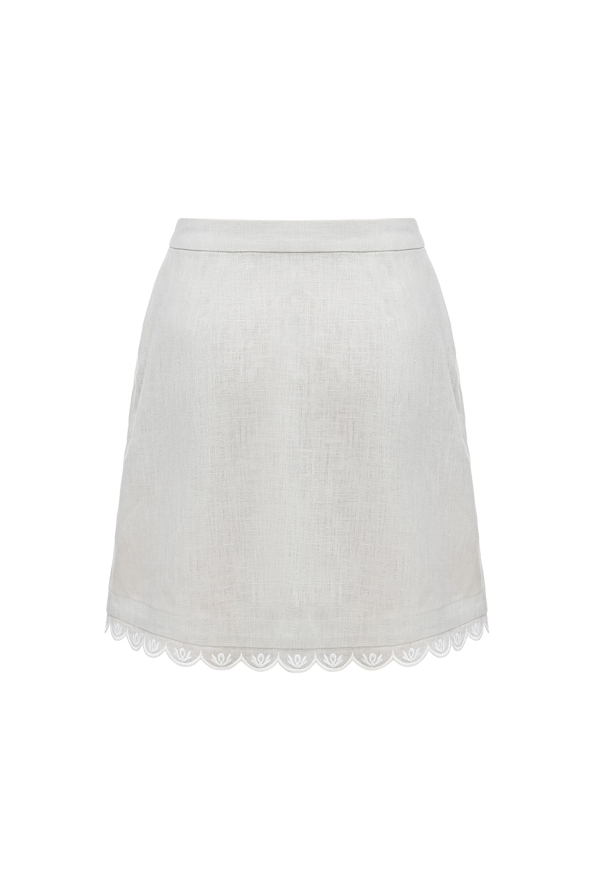 Gray linen skirt with white embroidery Nova Kakhovka choose